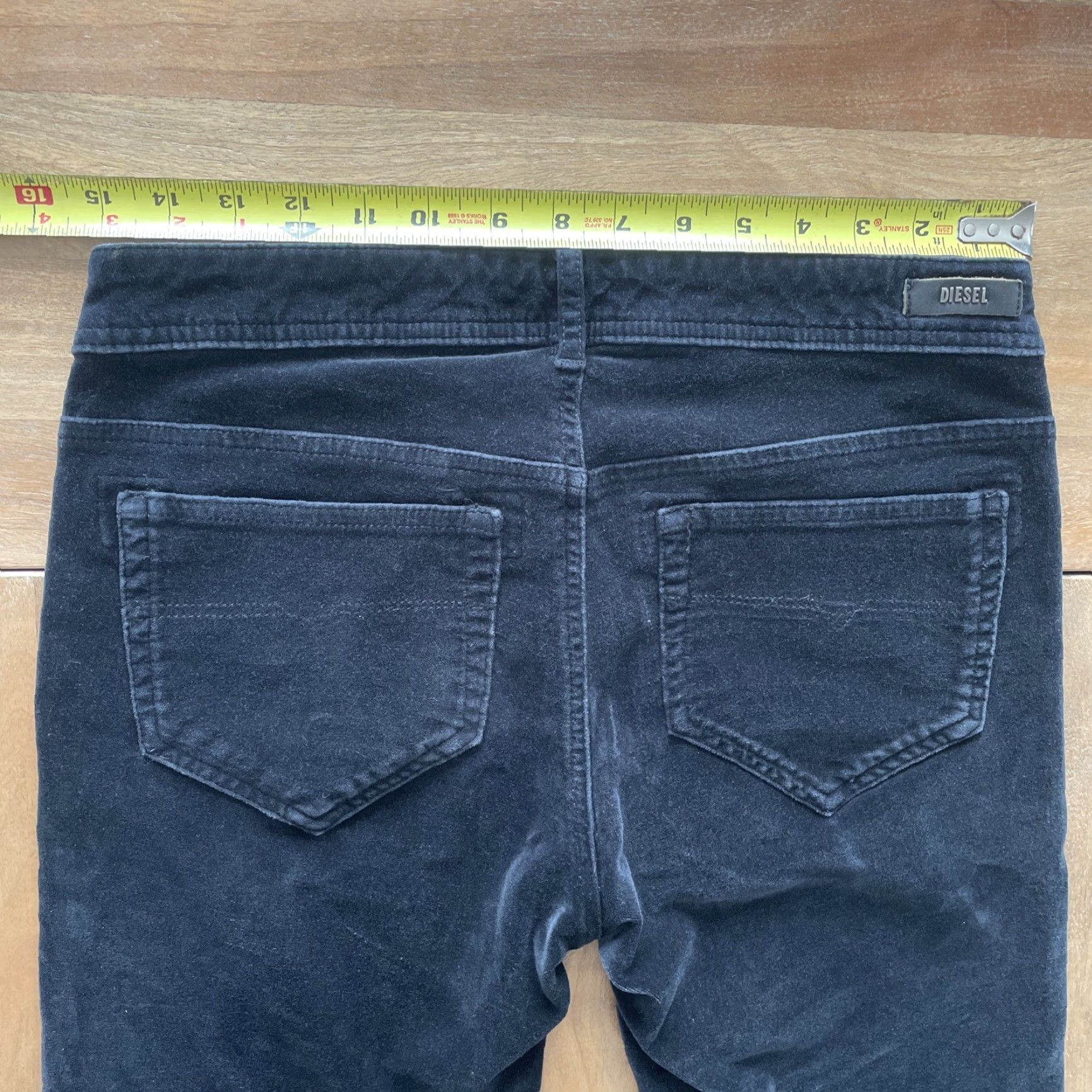 Diesel Diesel Velour Skinny Pants Womens 29 Black Velvet Slim Straight Jeans Bead Logo 30 Inseam Straight Leg Vintage: No Size 29" - 6 Thumbnail