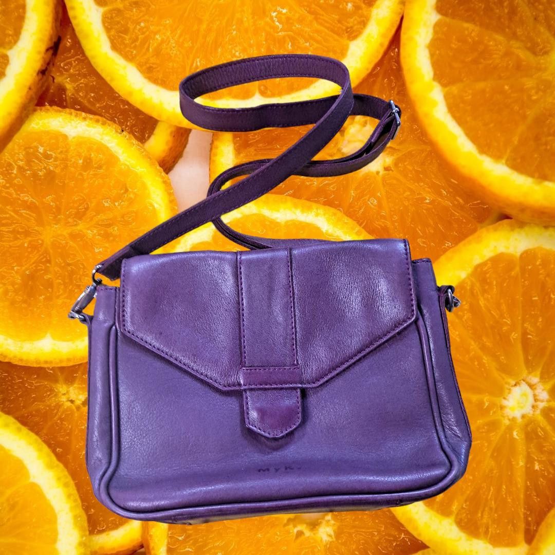 MYK Leather Deep Purple/ Maroon Flap Bag Shoulder Purse