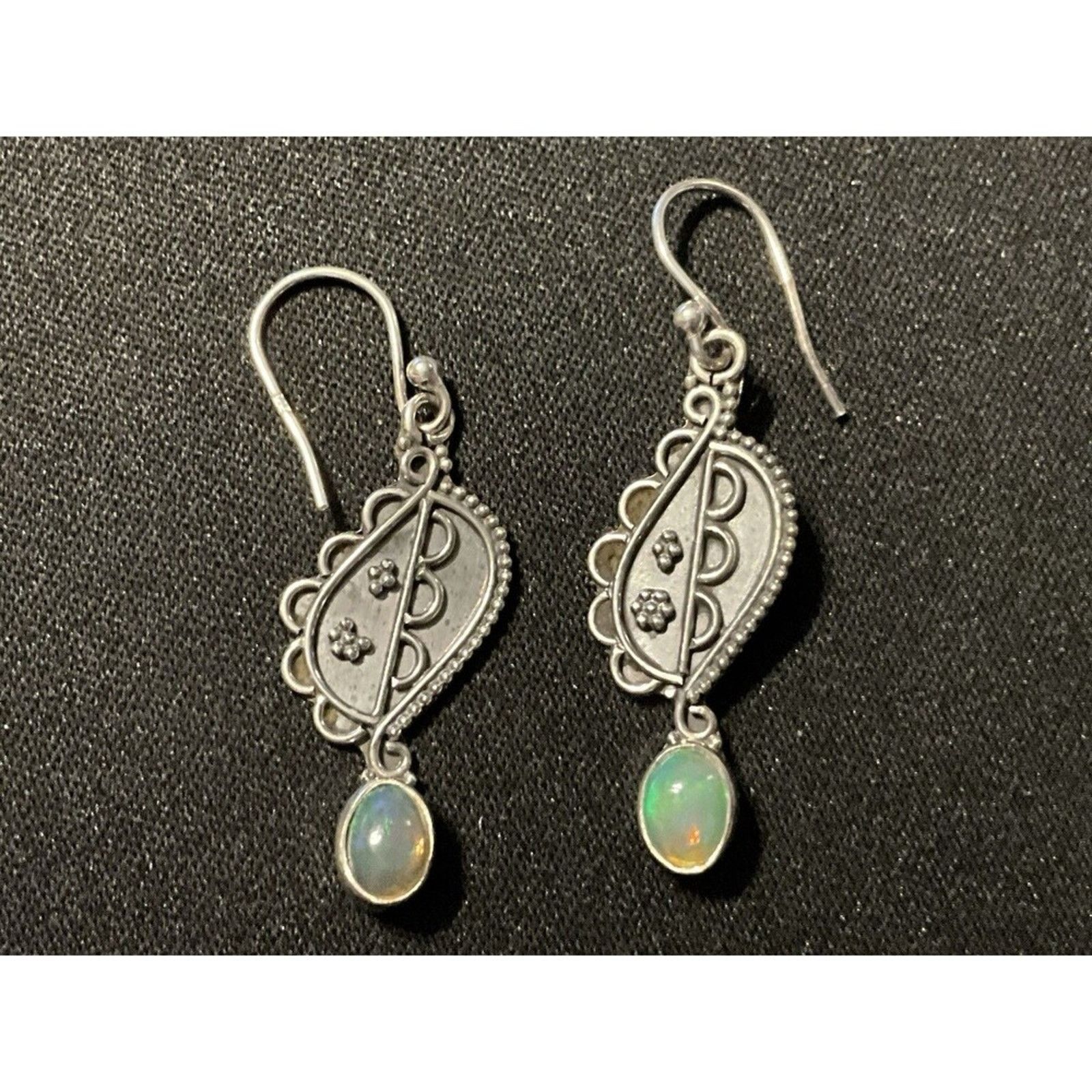 Other 925 Sterling Silver Opal Dangle Fish Hook Earrings Size ONE SIZE - 2 Thumbnail