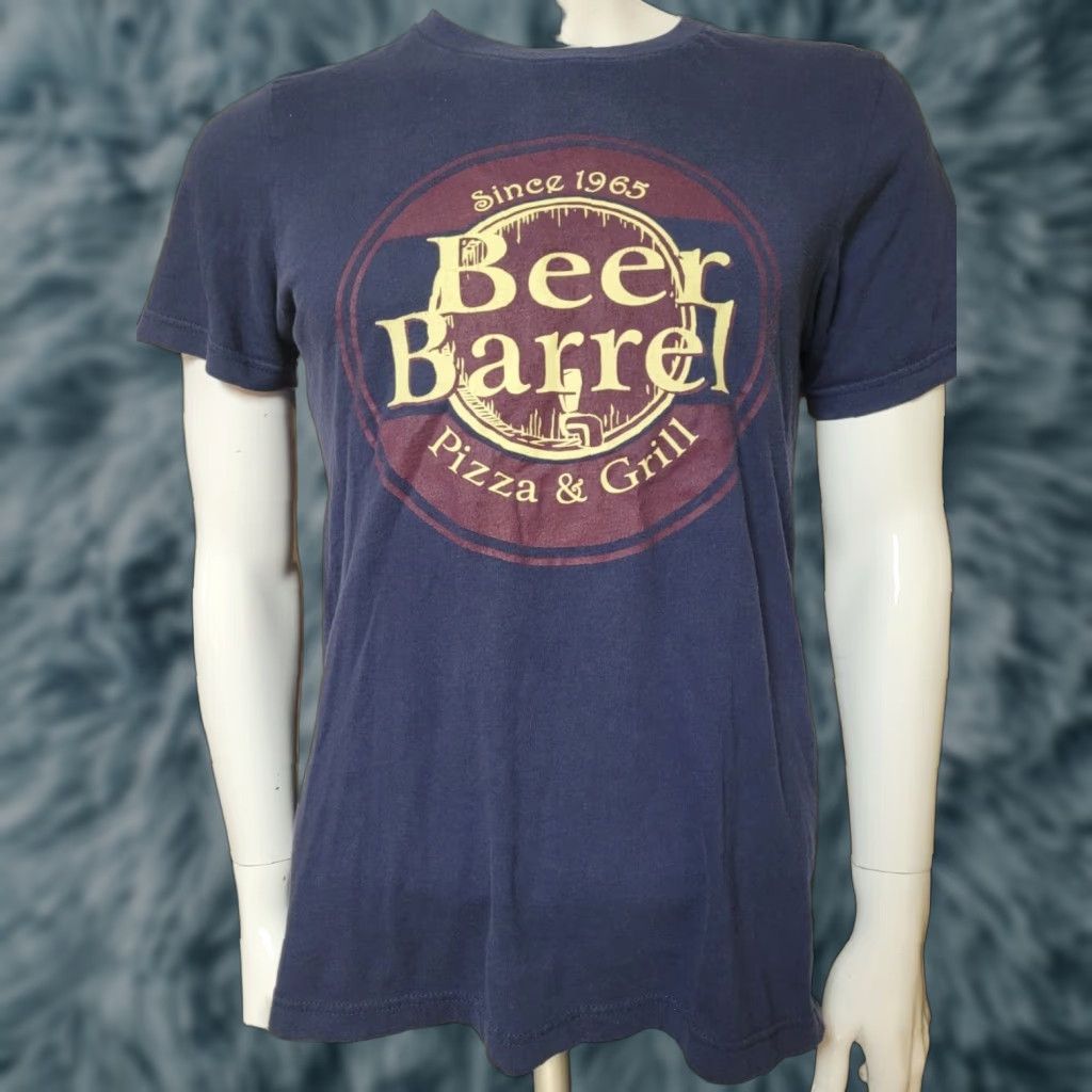 Vintage Beer Barrel Pizza & Grill T-Shirt Bar Sports Men M Blue Cotton Blend Short Sleeve Crew Neck Graphic Tee 1965 Bar Ohio Lima Columbus OH Size US M / EU 48-50 / 2 - 1 Thumbnail