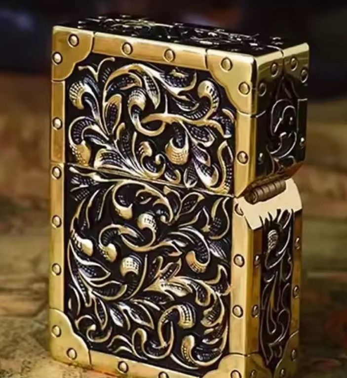 Japanese Brand Engraved Metal Lighter - Ornate Design with Copper Size ONE SIZE - 4 Thumbnail