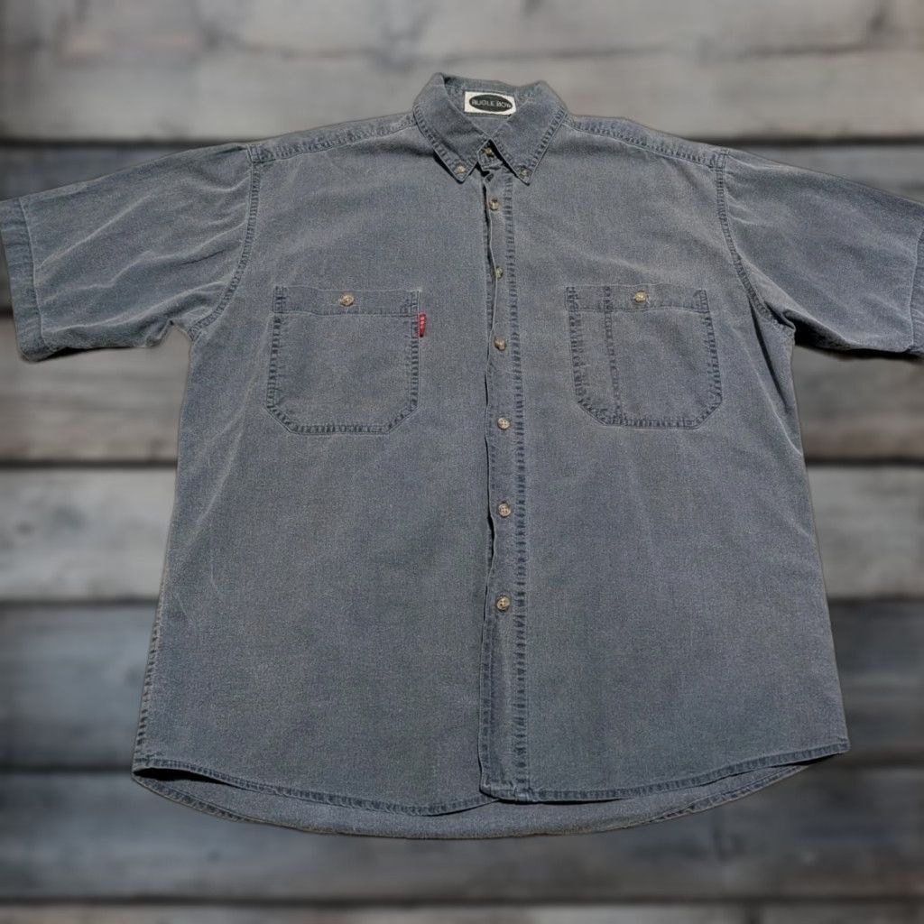 Bugle Boy VTG Bugle Boy Company Mens Short Sleeve Button Up Shirt Gray M 90s Retro Classic Logo Pockets Collared Mix Casual Size US M / EU 48-50 / 2 - 1 Thumbnail