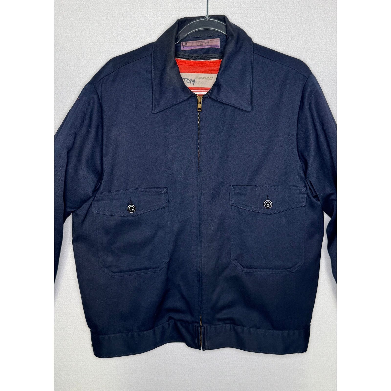 Vintage 1980s Navy Workwear Jacket Removable Orange Liner Men’s L Size US L / EU 52-54 / 3 - 17 Thumbnail