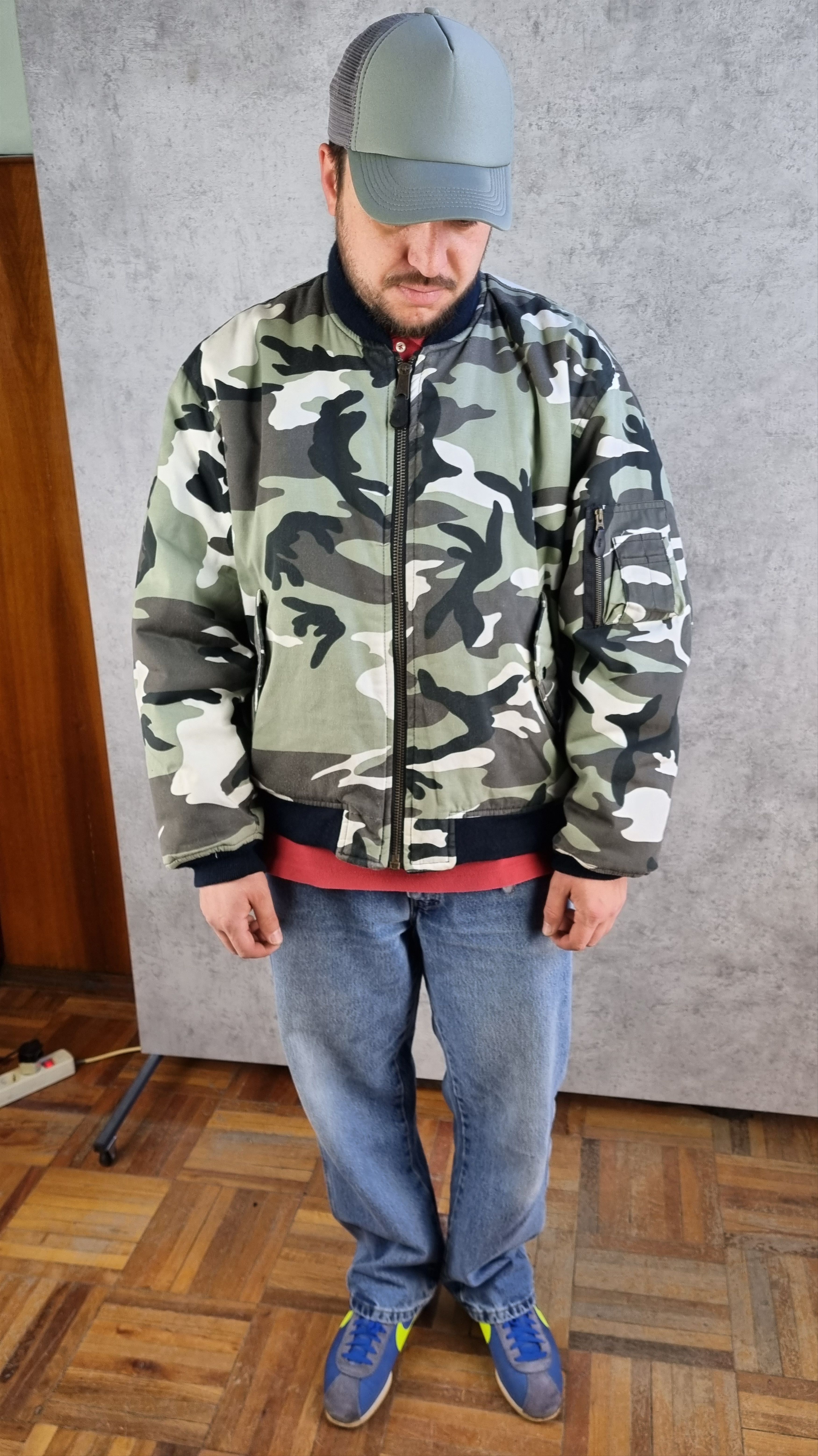 Vintage Alpha 2 Side Black Bomber Jacket Arctic Camo RAF SIMONS Size US L / EU 52-54 / 3 - 24 Thumbnail