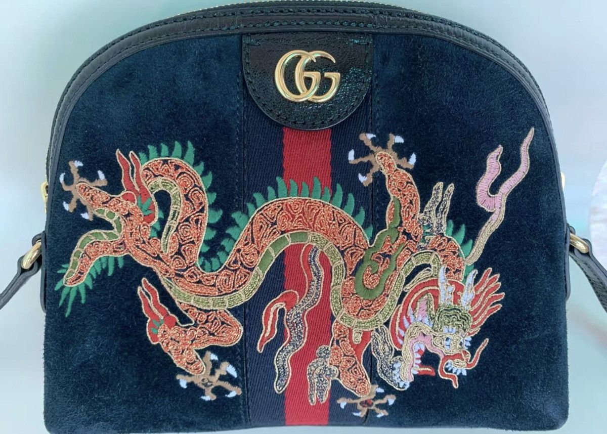 Gucci Gucci Dragon Ophidia Suede Small Crossbody Bag Size ONE SIZE - 14 Thumbnail