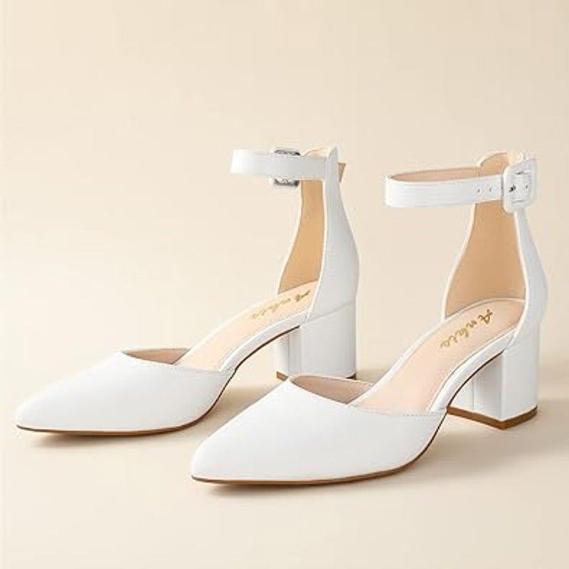 Other Ankis Women’s Size 11 White Faux Leather Ankle Strap Heels Size US 11 / IT 41 - 2 Thumbnail