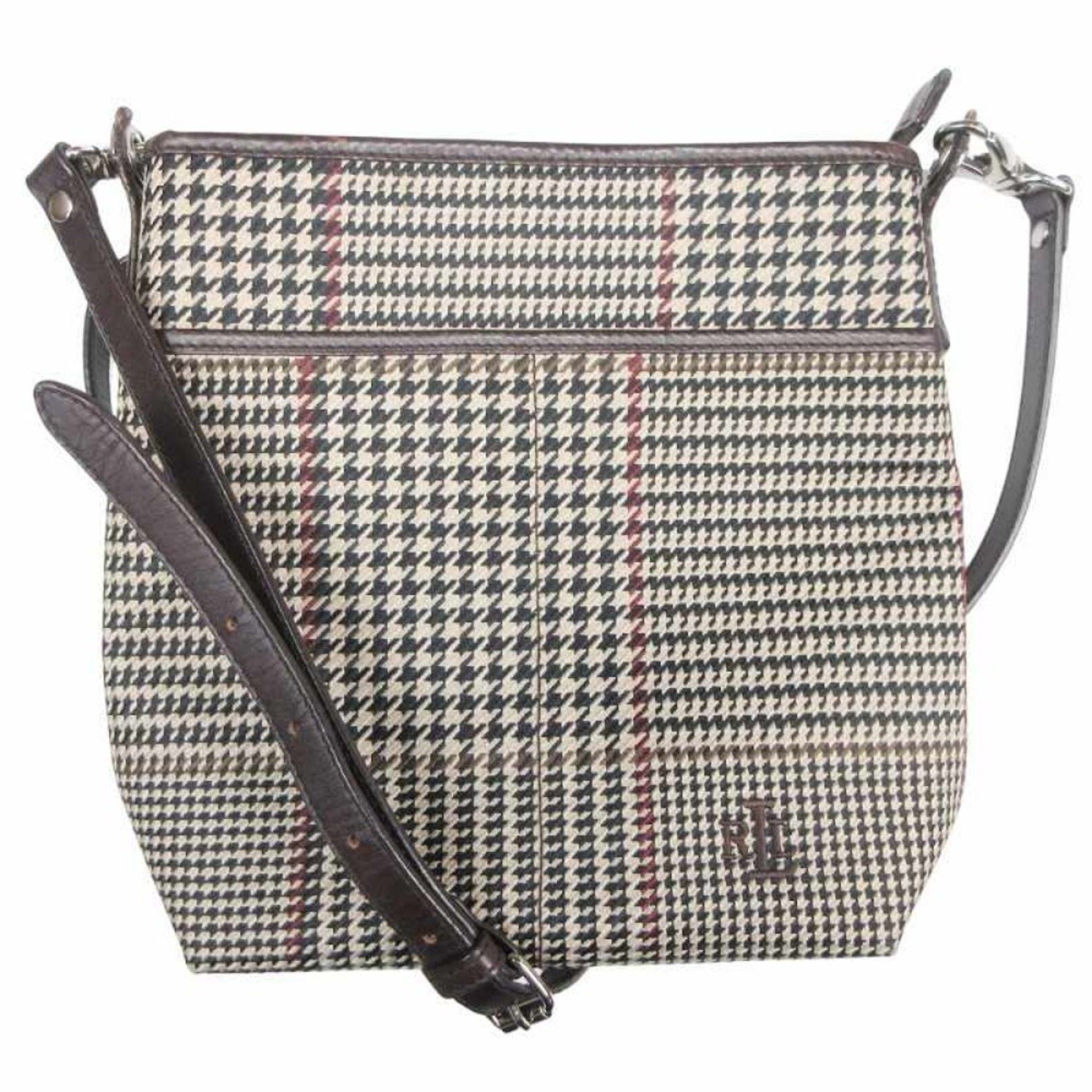 Ralph Lauren RALPH LAUREN Houndstooth Check Shoulder Bag Pochette Sacoche Beige Brown Women's Size ONE SIZE - 1 Thumbnail