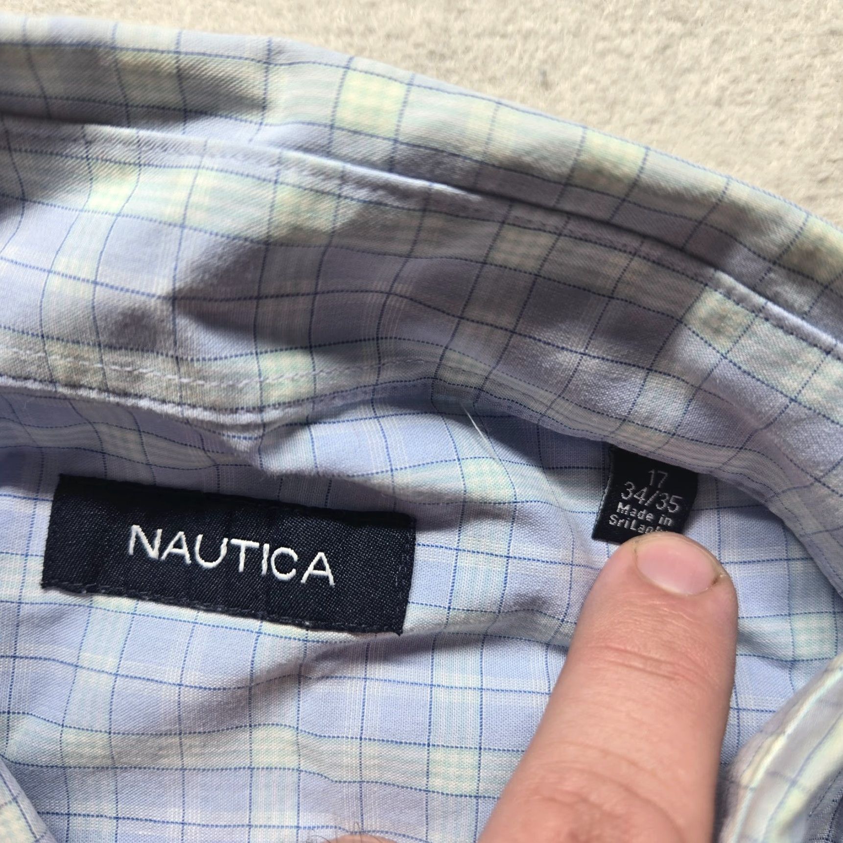 Nautica Nautica Button-Up Shirt Plaid Long Sleeve Cotton Adult Men's Size L Blue Button-Down Collared Wrinkle Resistant Shirt Mens Size US L / EU 52-54 / 3 - 3 Thumbnail