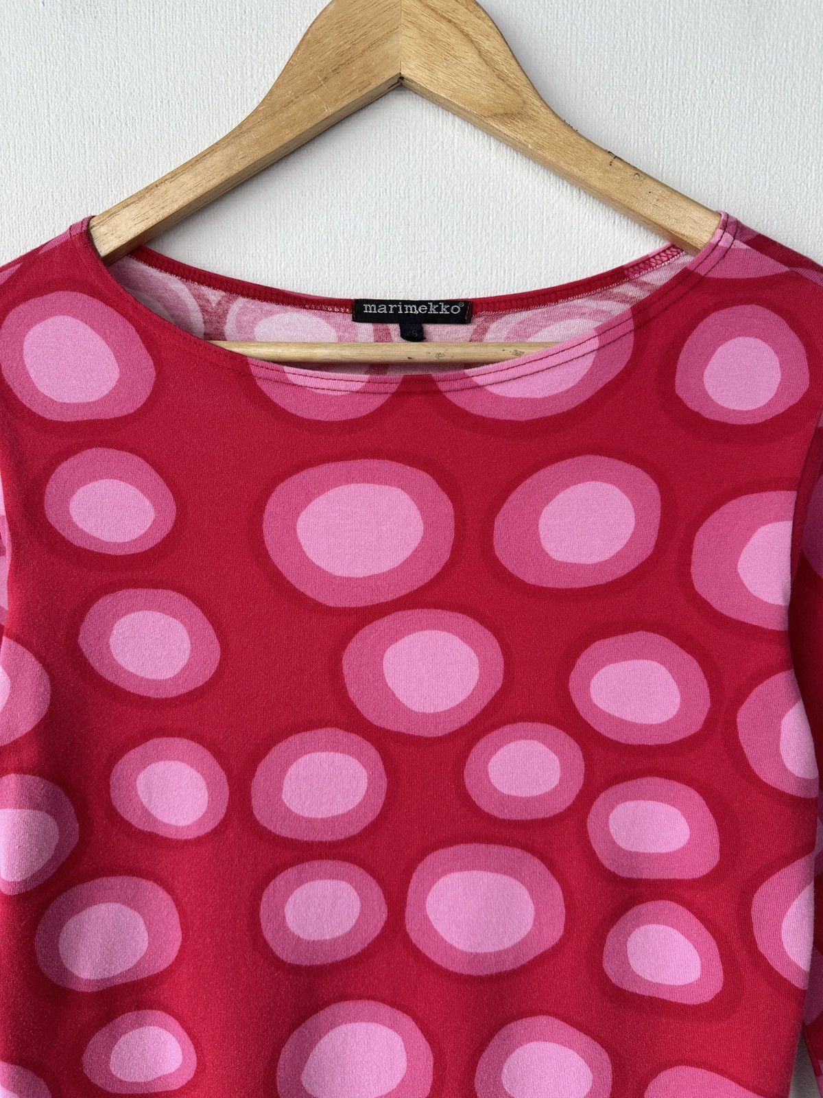 Marimekko MARIMEKKO Pink & Red Dot Cotton Jersey Top 3/4 Sleeve Size XS / US 0-2 / IT 36-38 - 3 Thumbnail