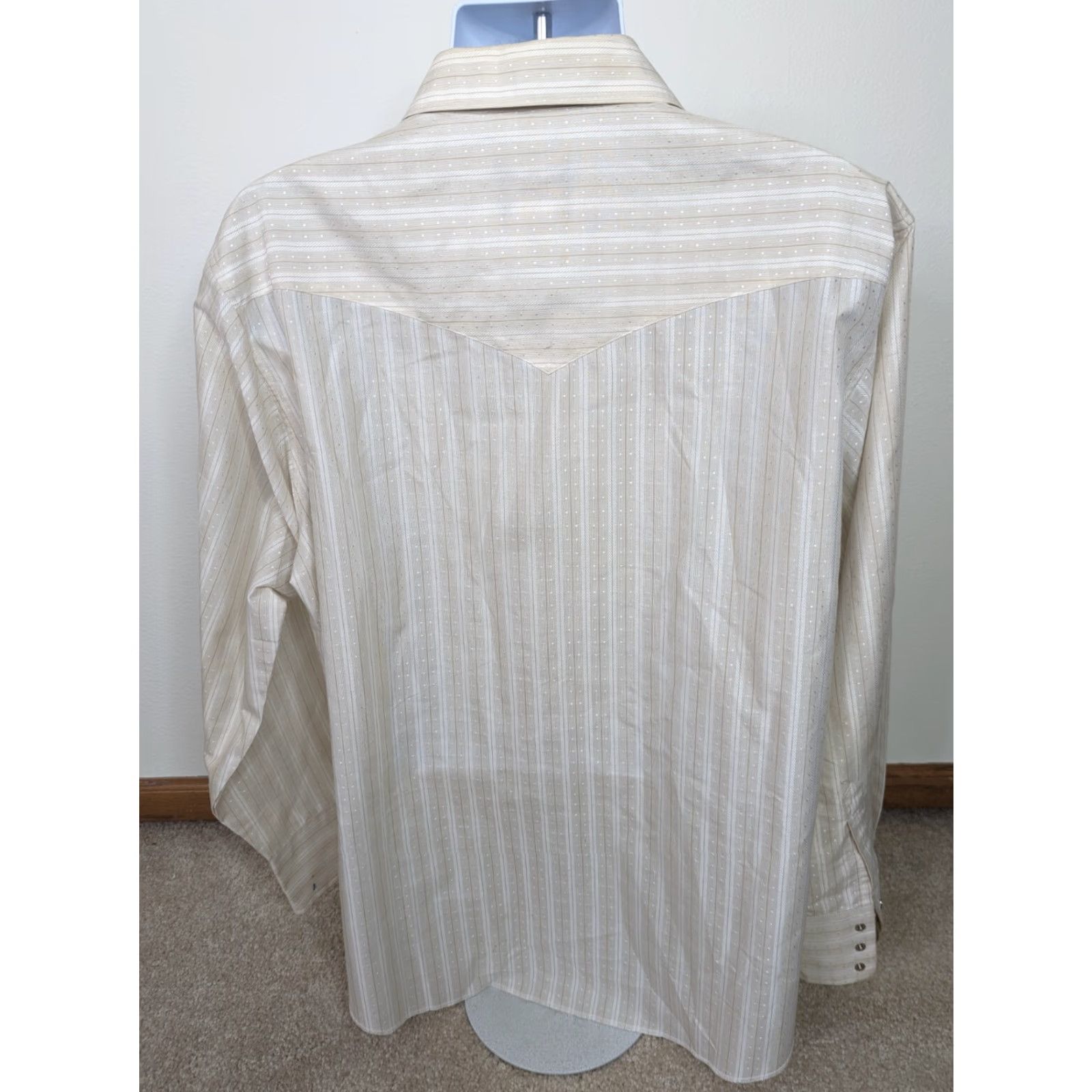Wrangler VINTAGE Wrangler Western Pearl Snap Striped Shirt Men's XL White Flawed T3F Size US XL / EU 56 / 4 - 6 Thumbnail