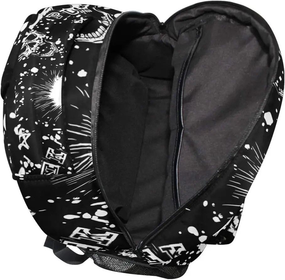 Other White Punk Skull Mohawk Hair Black Vintage Backpack Size ONE SIZE - 5 Thumbnail