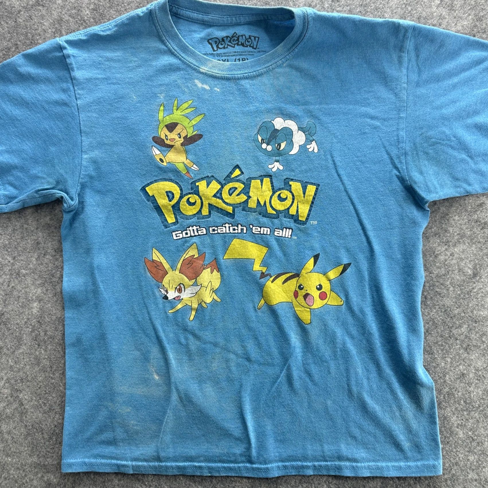 Vintage Pokemon Shirt Mens 2XL Blue Pikachu Chespin Fennekin Froakie Tee Gotta Catch Em All Size US XXL / EU 58 / 5 - 2 Thumbnail