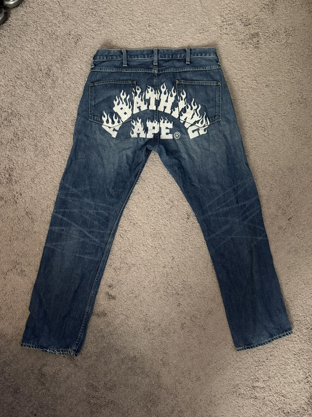 Bape Bape flame denim jeans Size US 32 / EU 48 - 2 Thumbnail