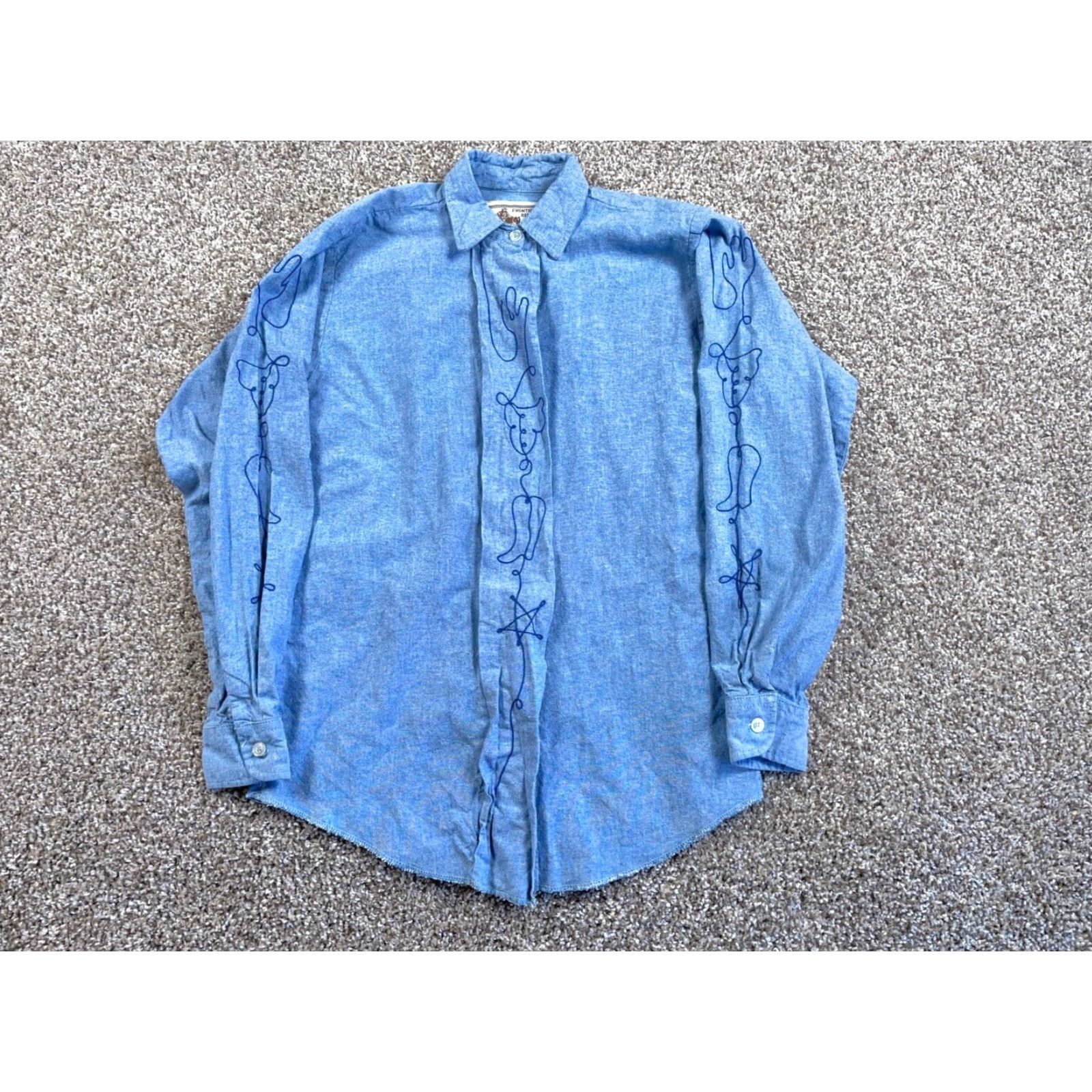 Vintage VINTAGE Western Chambray Shirt Women's Small Blue Cotton Button-Up 90s Cowboy Womens Size S / US 4 / IT 40 - 2 Thumbnail