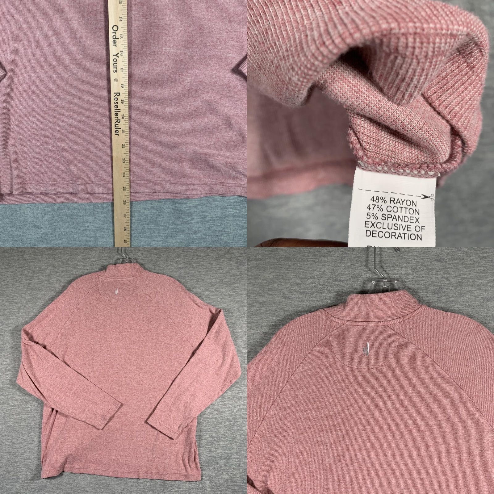 johnnie-O johnnie-O Shirt Mens XL Pink Henley Long Sleeve Stretch Knit Pullover Casual Size US XL / EU 56 / 4 - 8 Thumbnail
