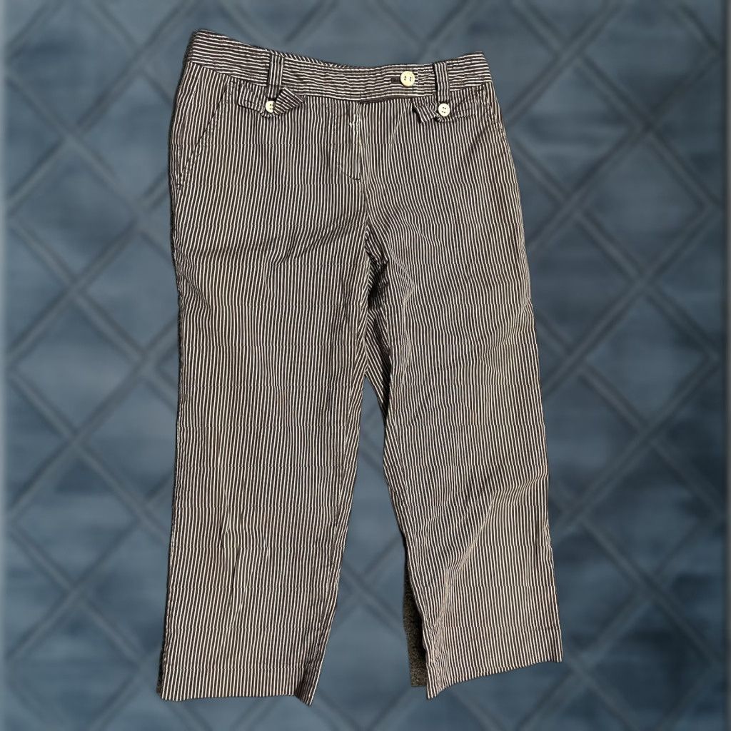 Talbots Talbots Cropped Pants Womens Size 2P Brown Stripe Pockets Stretch Capri Pants Size 29" - 1 Thumbnail