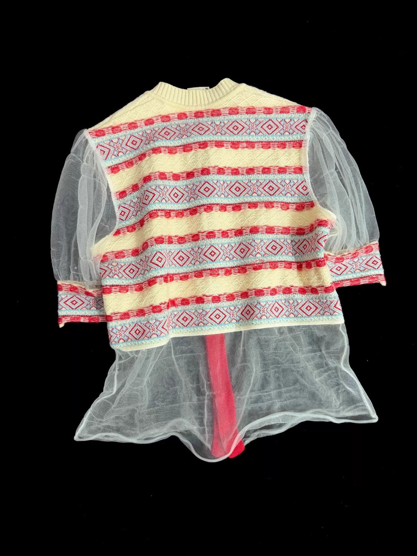 Comme des Garcons CDG Tao 2009AW Ethnic Print Tulle Paneled Top M Size M / US 6-8 / IT 42-44 - 3 Thumbnail