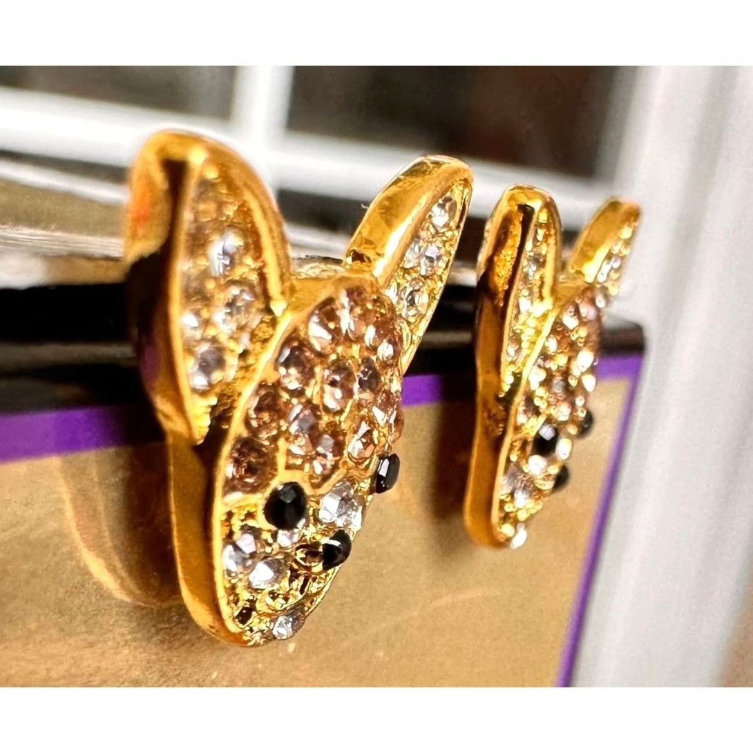 Handmade Chihuahua Earrings New Rhinestones Stainless Steel Posts Dog Size ONE SIZE - 3 Thumbnail