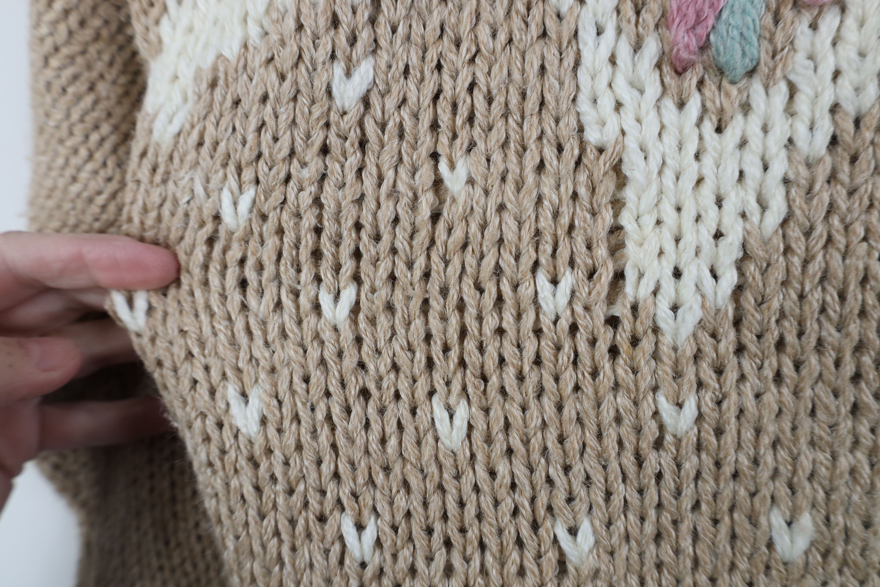 Vintage Vintage 90s Streetwear Hand Knit Flower Turtleneck Sweater Size M / US 6-8 / IT 42-44 - 5 Thumbnail