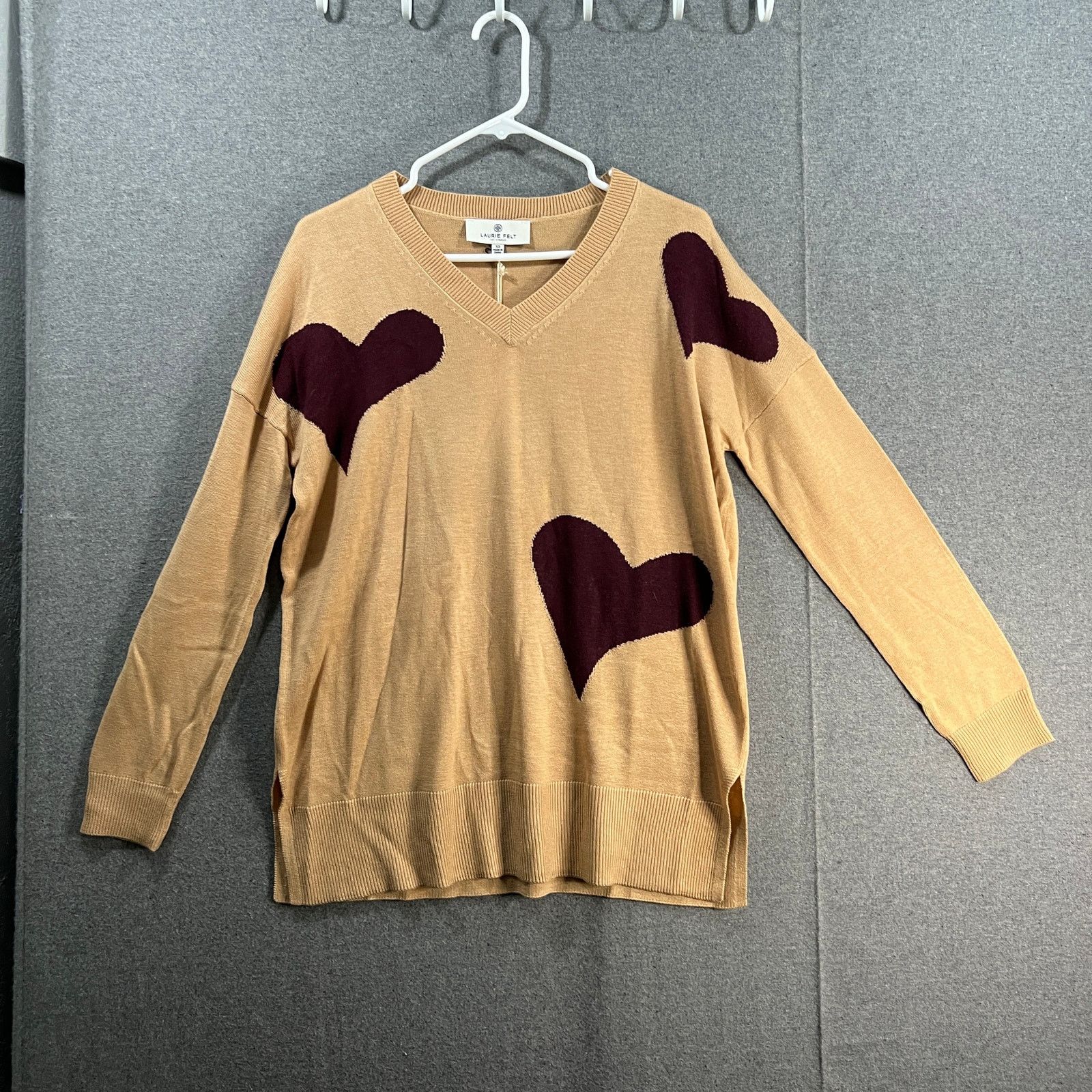 Other Laurie Felt Cashmere Blend Intarsia V-Neck Sweater Sand Size XS / US 0-2 / IT 36-38 - 1 Thumbnail