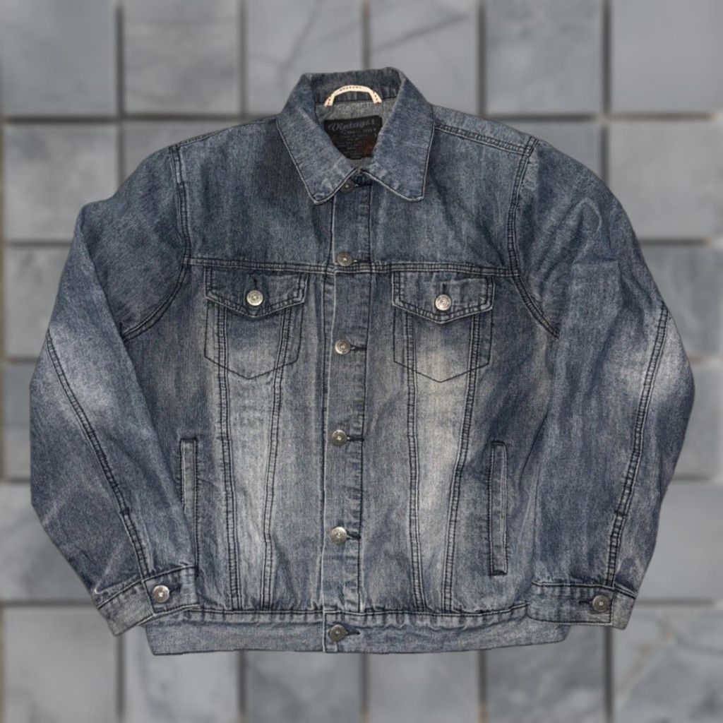 Denime VINTAGE Genes Denim Trucker Jacket Men's Large Blue 22x26 Synch Back Honeycomb Fade USA Style Size US L / EU 52-54 / 3 - 1 Thumbnail