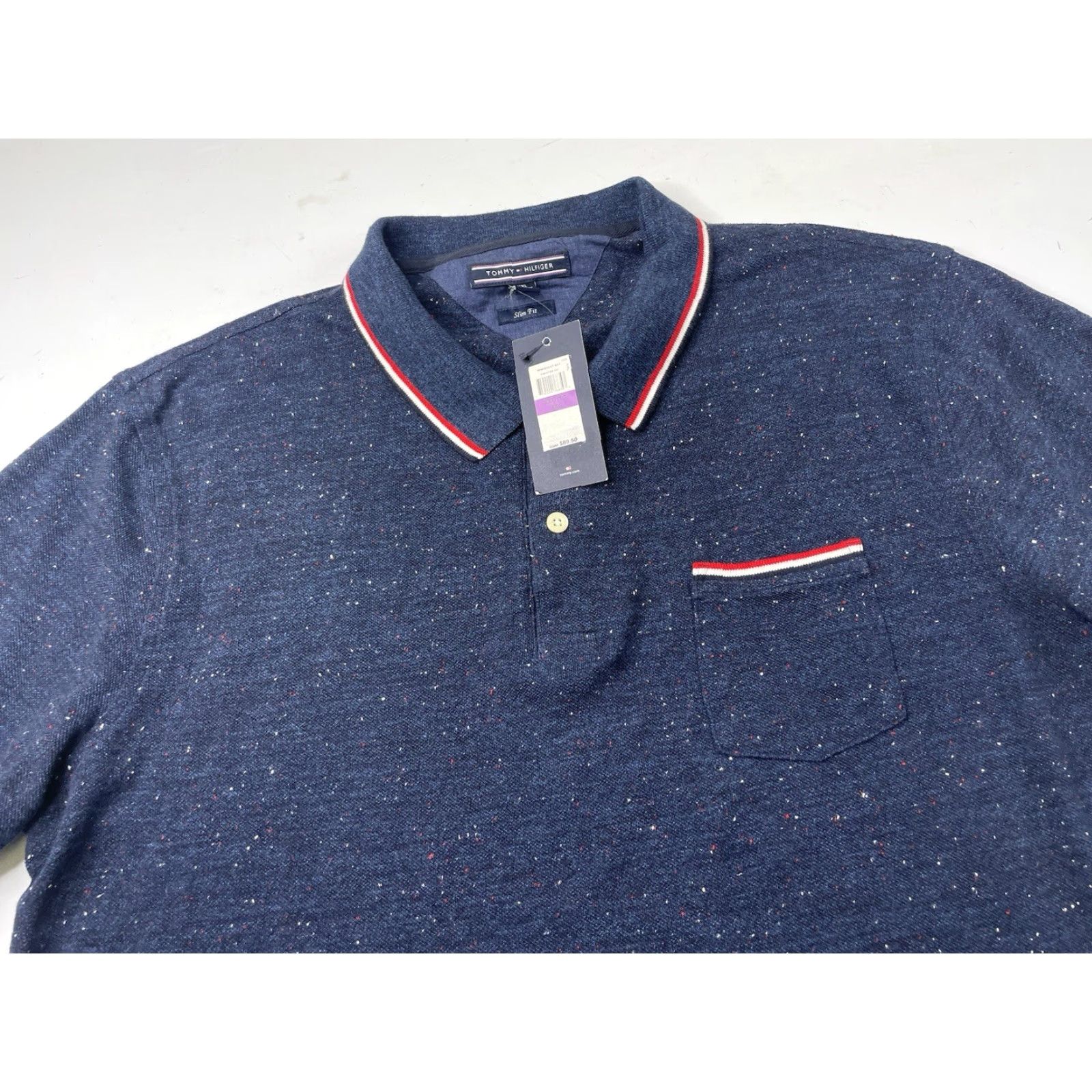 Tommy Hilfiger Tommy Hilfiger Polo Shirt Slim Fit Men’s Cotton Short Sleeve Blue 2XL Regular Polo Golf NWT Speckled Trim Size US XXL / EU 58 / 5 - 2 Thumbnail