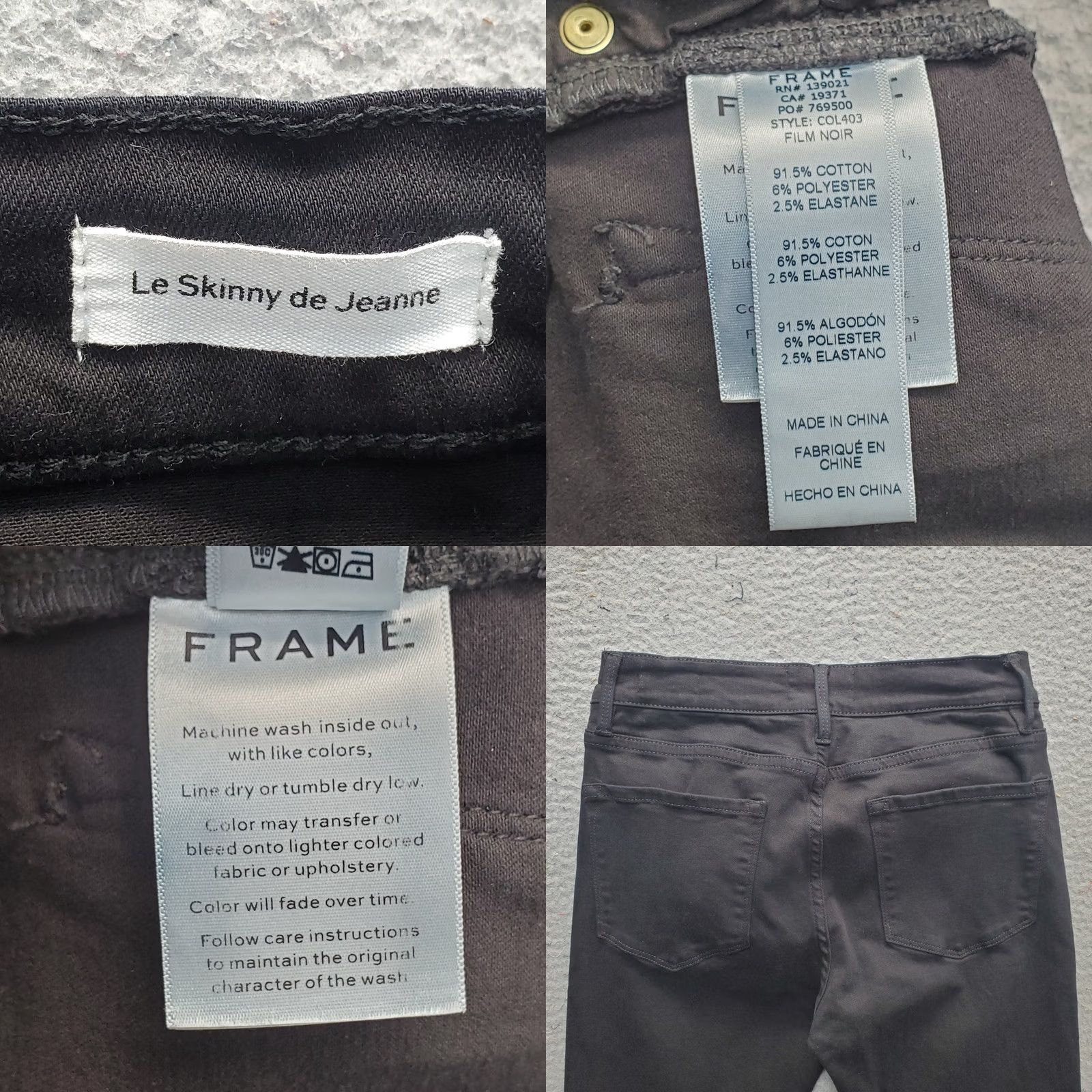 Frame FRAME Le Skinny de Jeanne Crop Jeans Womens 28 Black Denim Stretch Streetwear Size 28" / US 6 / IT 42 - 8 Thumbnail
