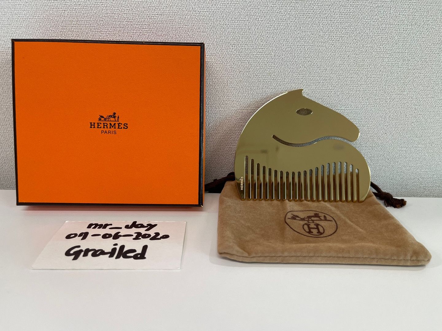 Hermes Horse Cheval Gold Metal Comb Super Rare!!!