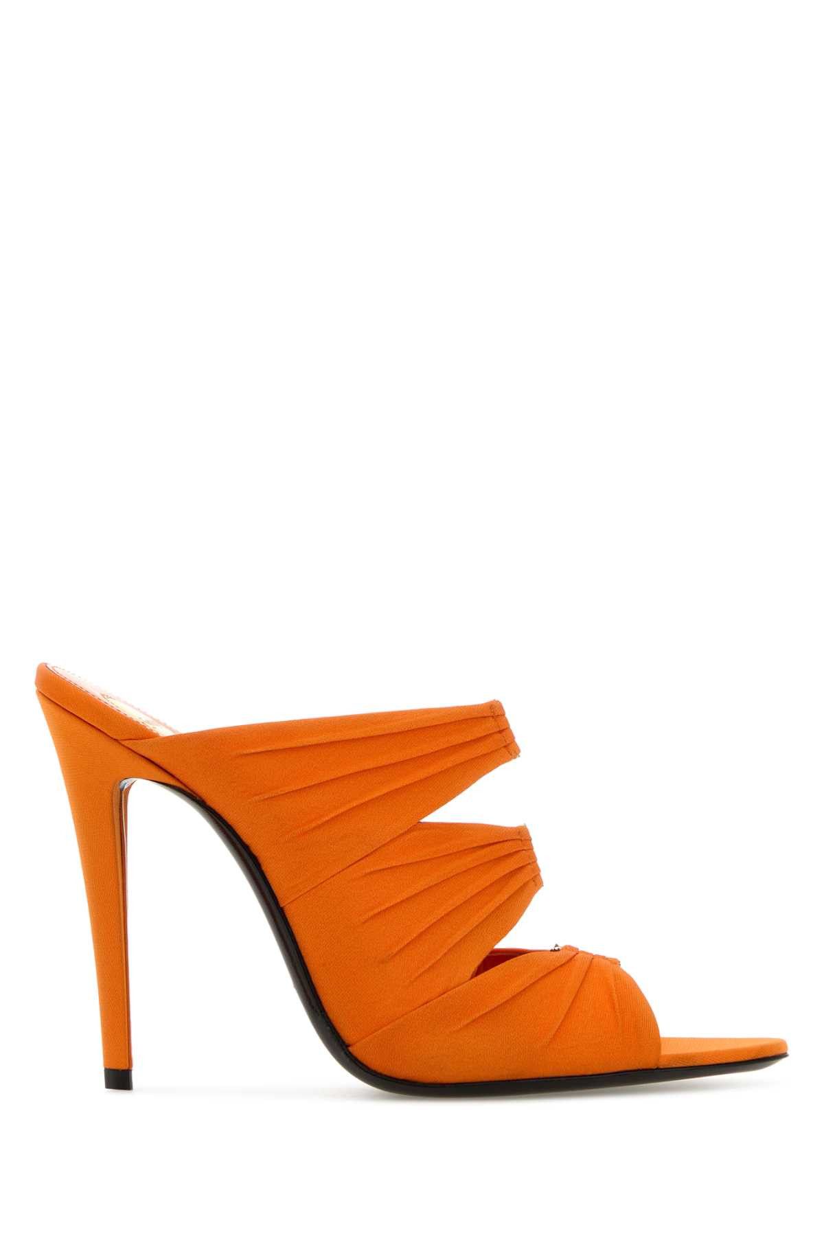Saint Laurent Paris Orange Fabric Emilie Mules Size US 8.5 / IT 38.5 - 1 Thumbnail