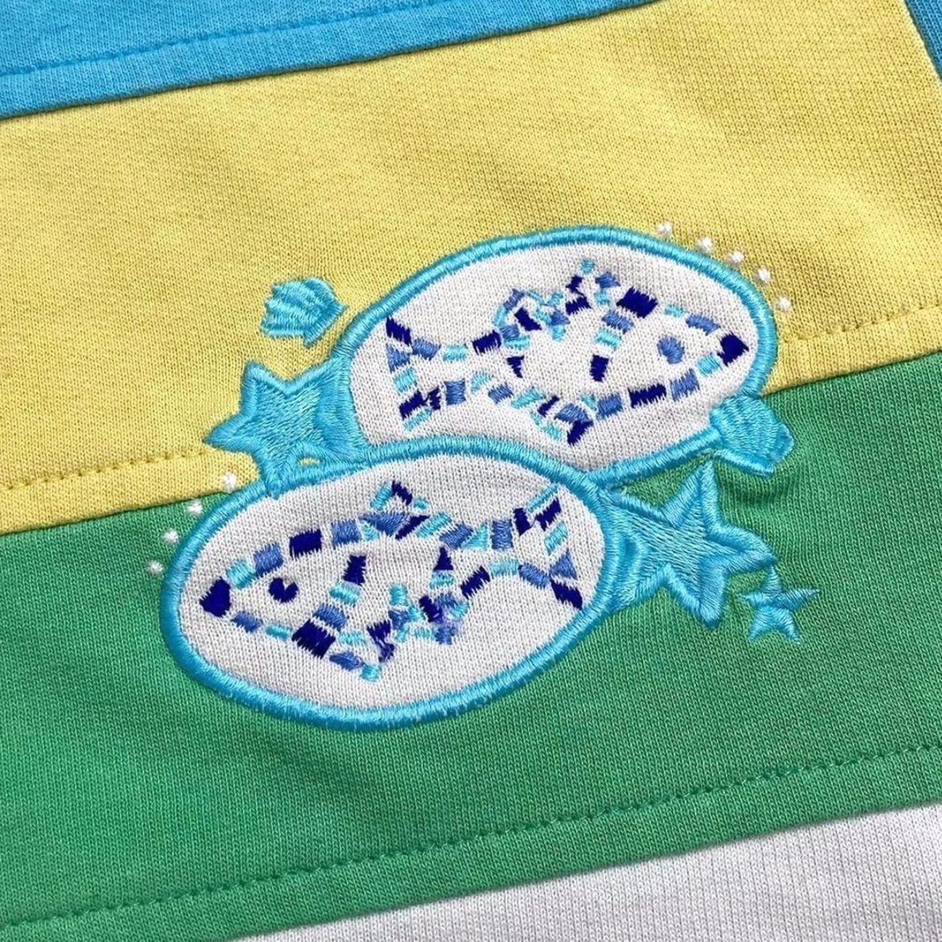 ASH VINTAGE Dash Colour Block Embroidered Fish 1/4 Zip Sweatshirt Women's UK 14 Blue/Yellow/Green/White Pullover Size XL / US 12-14 / IT 48-50 - 5 Thumbnail