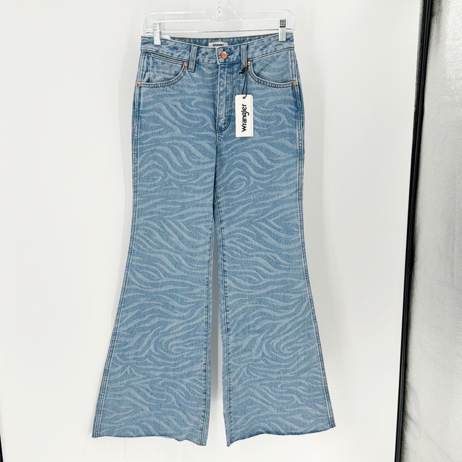 Wrangler ZOE ZEBRA WRANGLER FLARES raw hem high waisted western Size 30" / US 8 / IT 44 - 2 Thumbnail