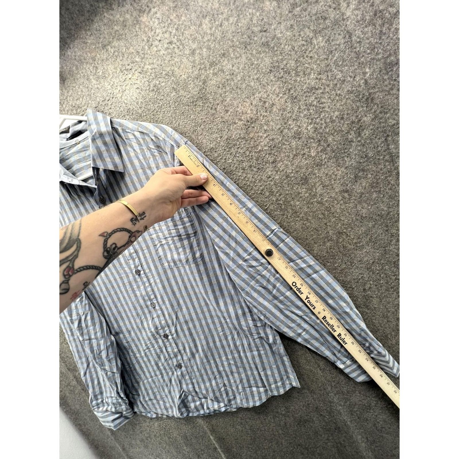 Elie Tahari Elie Tahari Shirt Womens XL / XXL Blue Check Button Front Long Sleeve Cotton Top Size XL / US 12-14 / IT 48-50 - 2 Thumbnail
