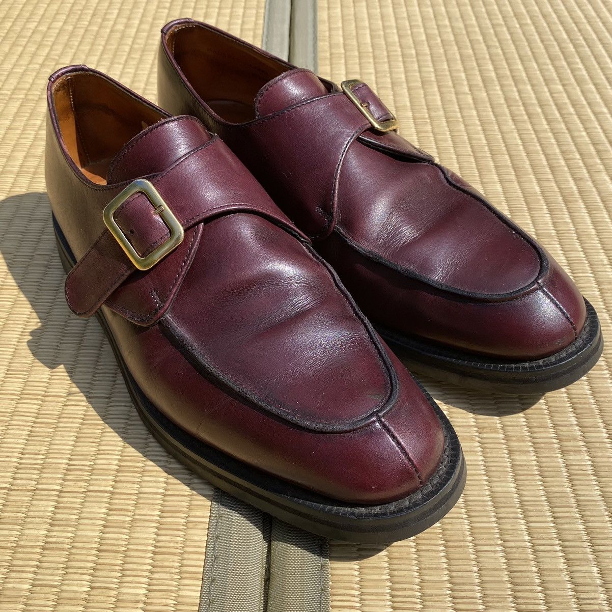 Vtg ET Wright Oxblood Leather Buckle Loafers Made in ENGLAND