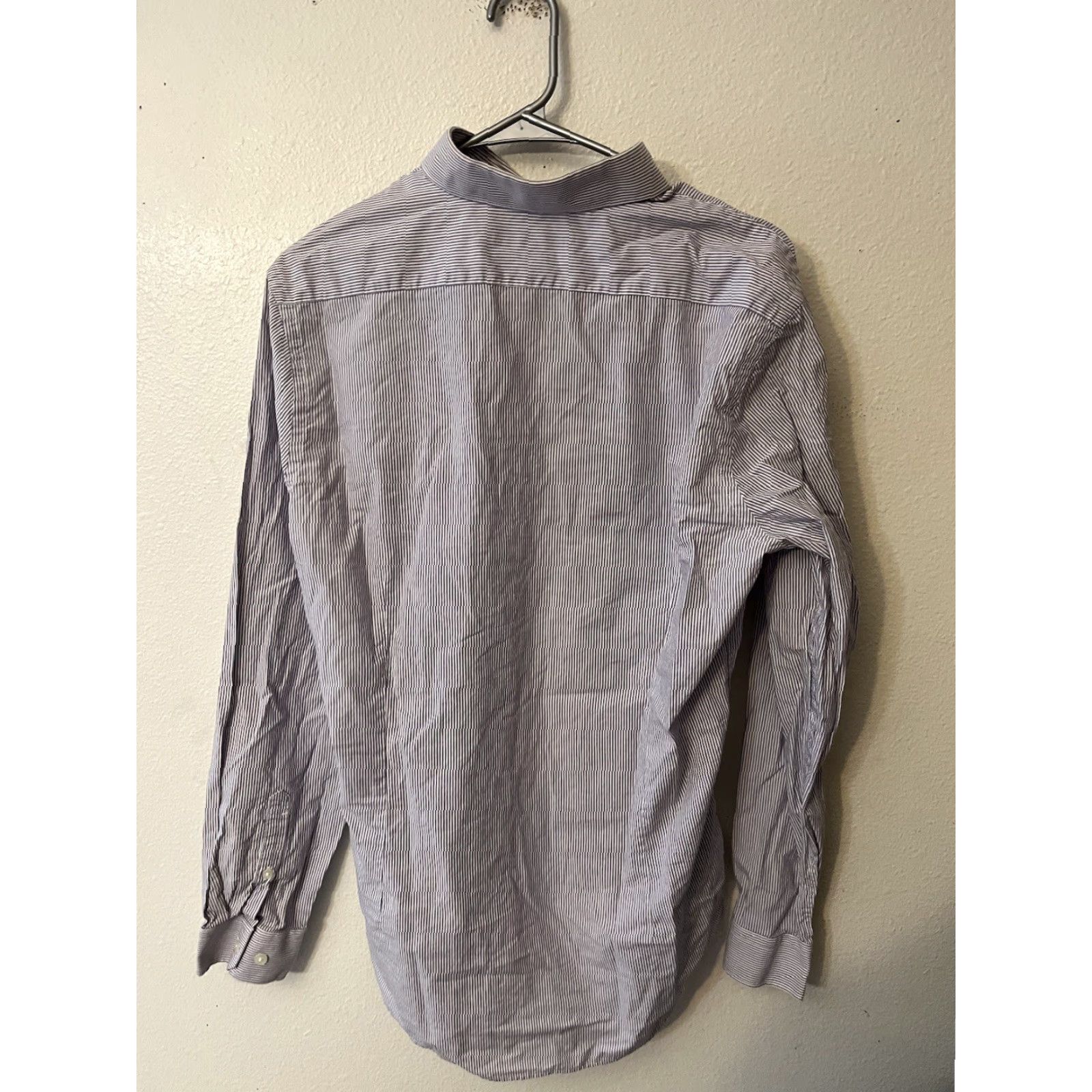 Express Express Mens Button-Up Shirt M Purple Striped Cotton Knit Long Sleeve Regular Fit Size US M / EU 48-50 / 2 - 3 Thumbnail