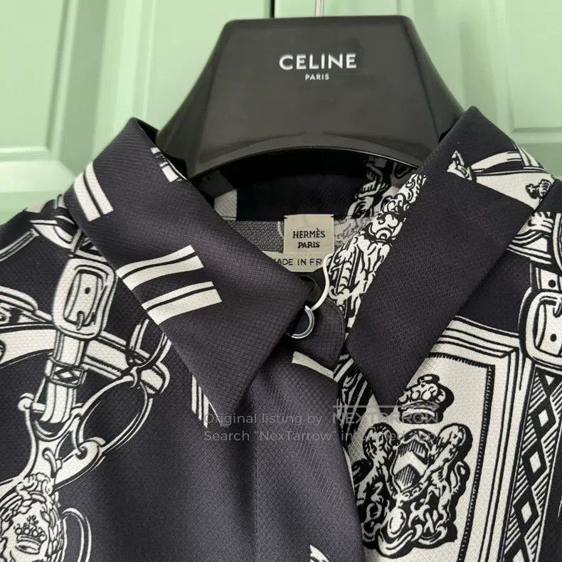 Hermes Hermes Black and White Chain Print Silk Shirt, Classic Bla Size XS / US 0-2 / IT 36-38 - 8 Thumbnail