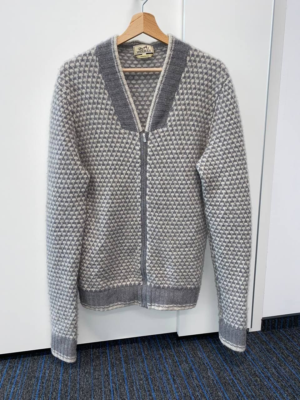 image of Hermes Cashmere Knit Cardigan in Grey, Men's (Size Small)