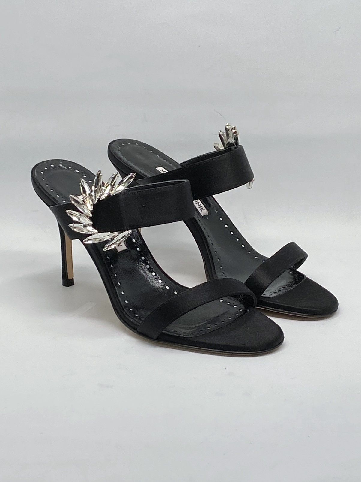 Manolo Blahnik Manolo Blahnik Crystal-Embellished Satin Sandals size 39 Size US 9 / IT 39 - 3 Thumbnail