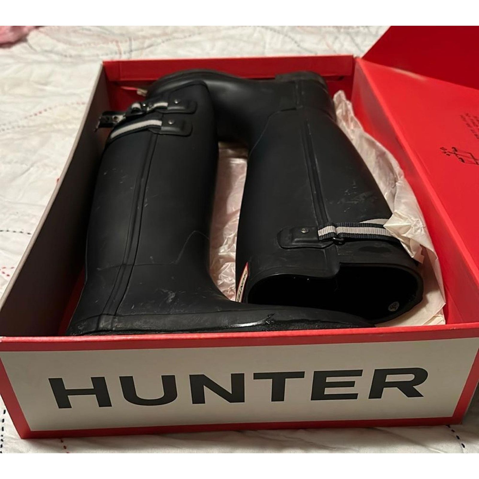 Hunter Hunter Women's Refined Webbing Backstrap Tall Boots - Black Size US 5 / IT 35 - 1 Thumbnail