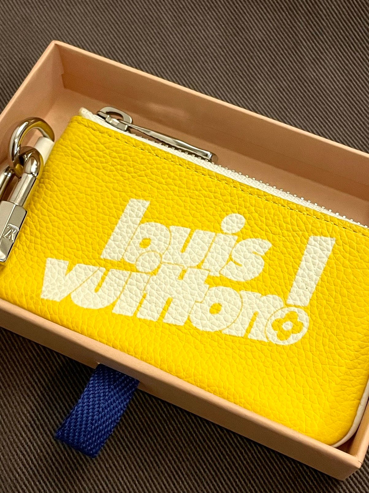 Pre-owned Louis Vuitton X Virgil Abloh Louis Vuitton C/o Virgil Abloh Taurillion Leather Key Pouch In Canary Yellow
