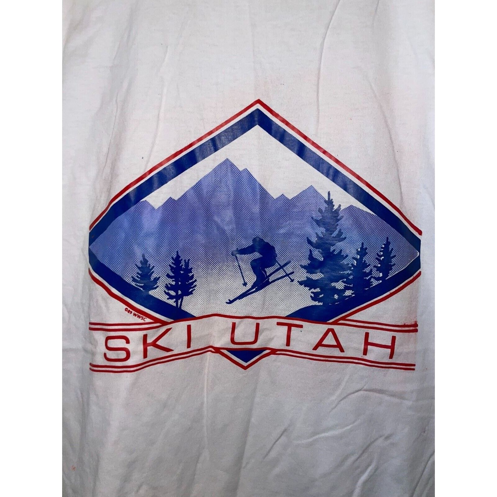 Jerzees Vintage Utah Shirt Skiing Nature Mountain Graphic White Tee Size US M / EU 48-50 / 2 - 2 Thumbnail