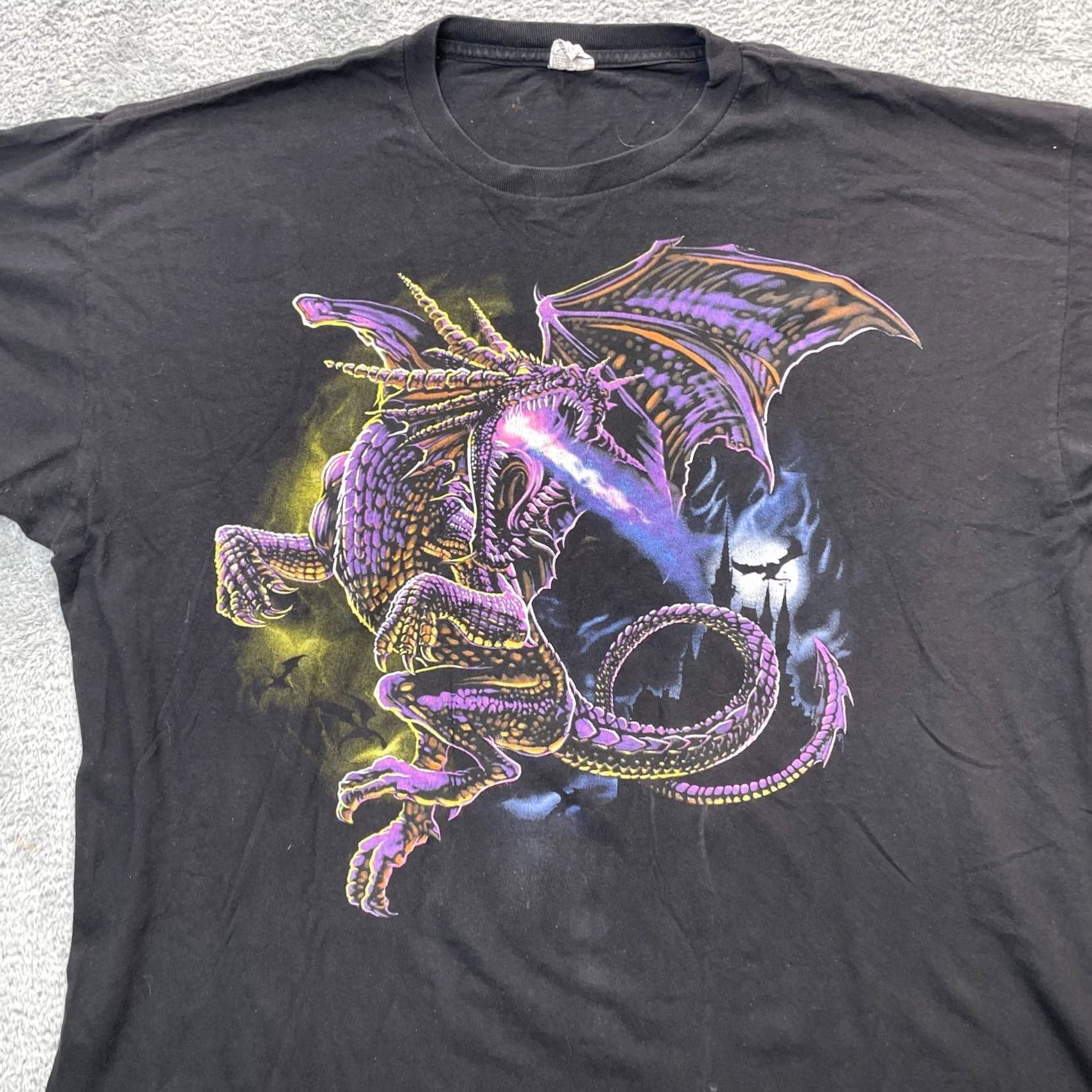Vintage VINTAGE Dragon Shirt Mens XXL Black Graphic Print D and D Logo Cotton Shirt Mens 2XL Black Gothic Fantasy Size US XXL / EU 58 / 5 - 3 Thumbnail