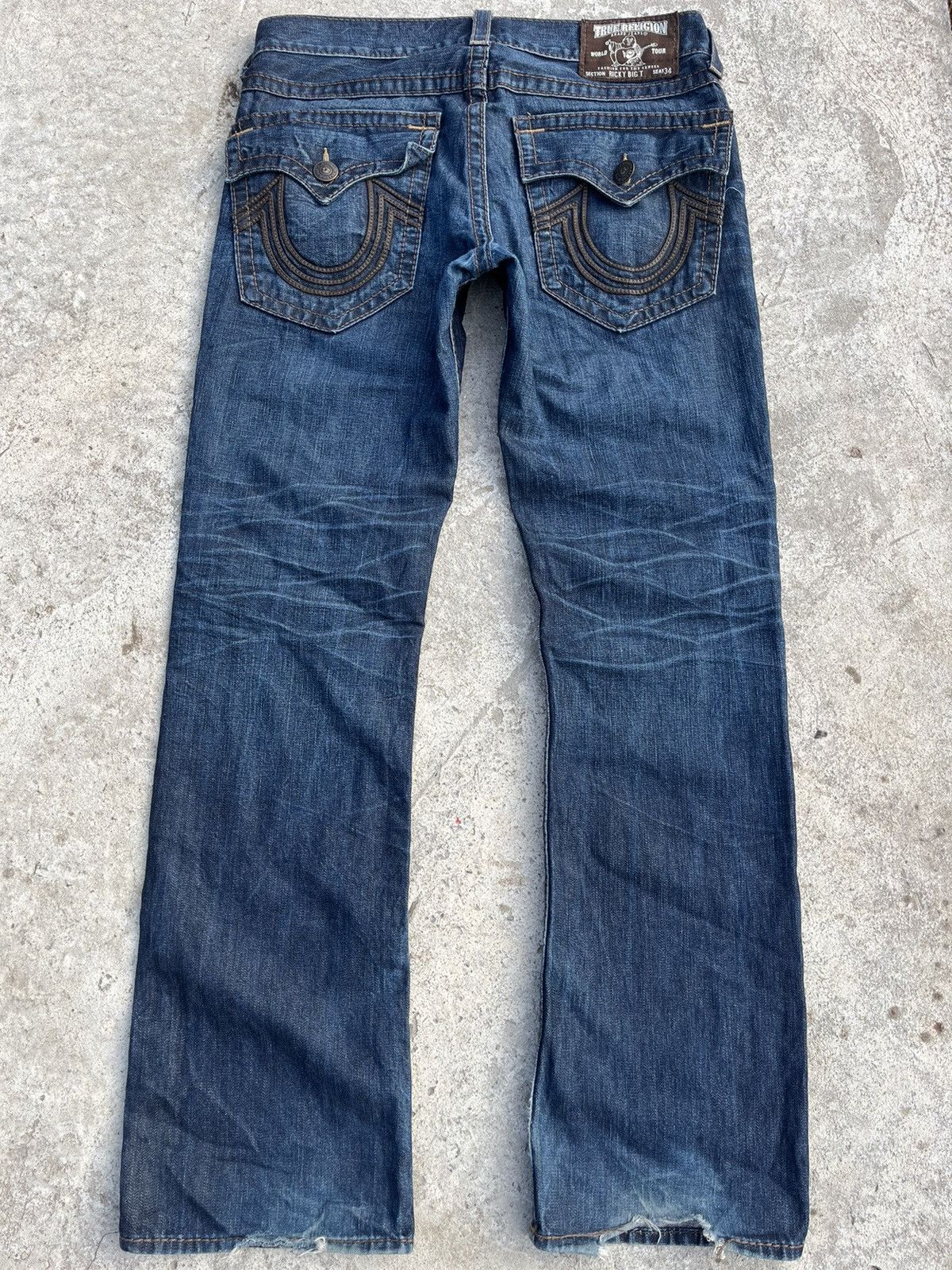 Vintage y2k true religion top straight leg jeans 33 faded distressed