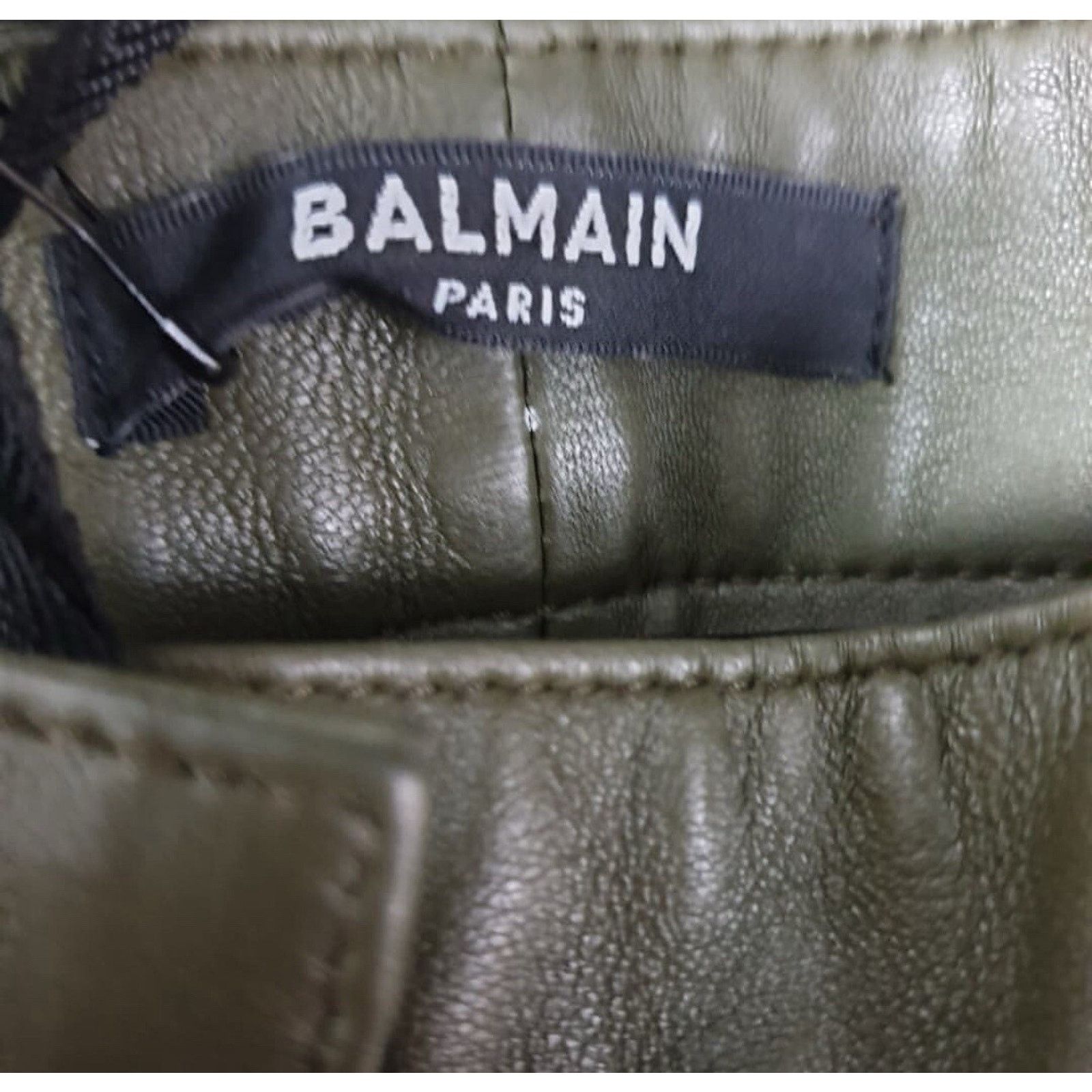 Balmain NWT Balmain Khaki Leather Slim Pants Sz.42 Size 30" / US 8 / IT 44 - 6 Thumbnail