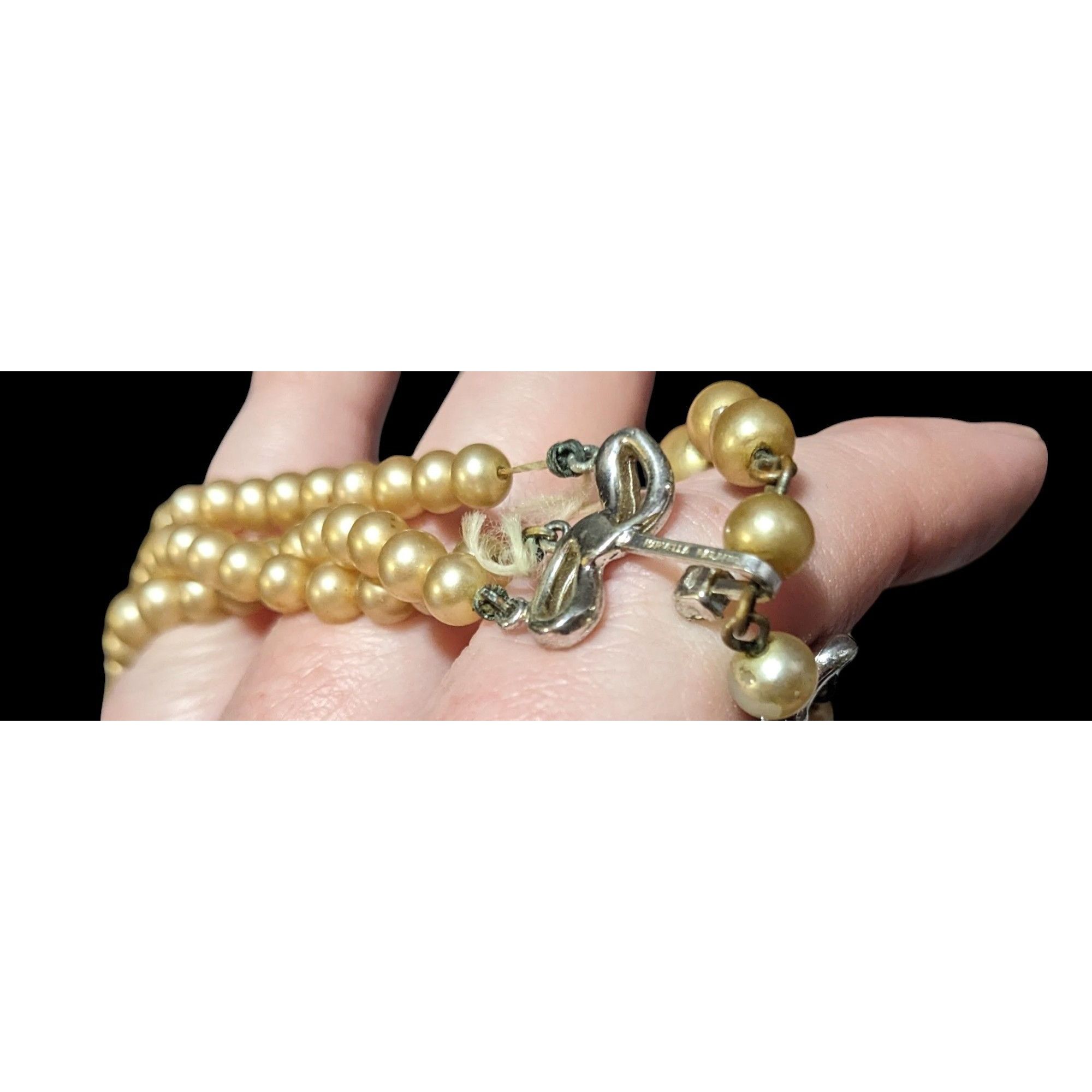Other Vintage Marvella Triple Layer Gold Tone Faux Pearl Necklace Size ONE SIZE - 6 Thumbnail