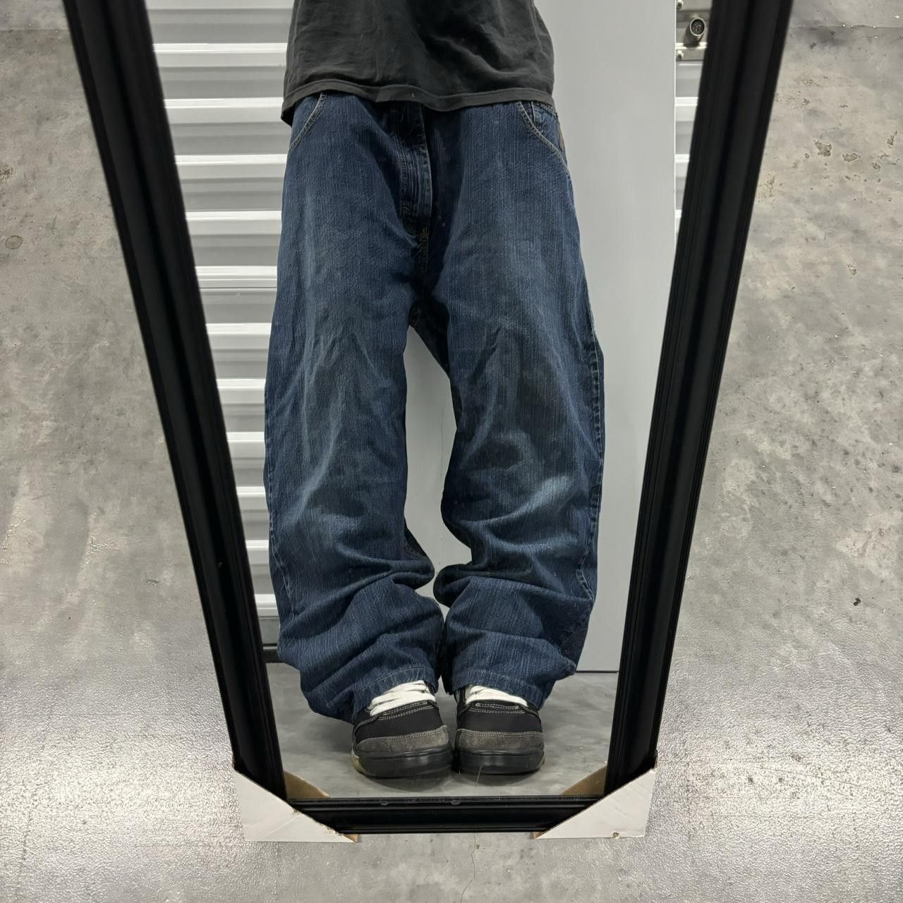 Japanese Brand × Vintage Crazy Vintage Y2K/2000s Baggy Grunge Dark Wash Skater Denim Jeans! Size US 34 / EU 50 - 1 Thumbnail