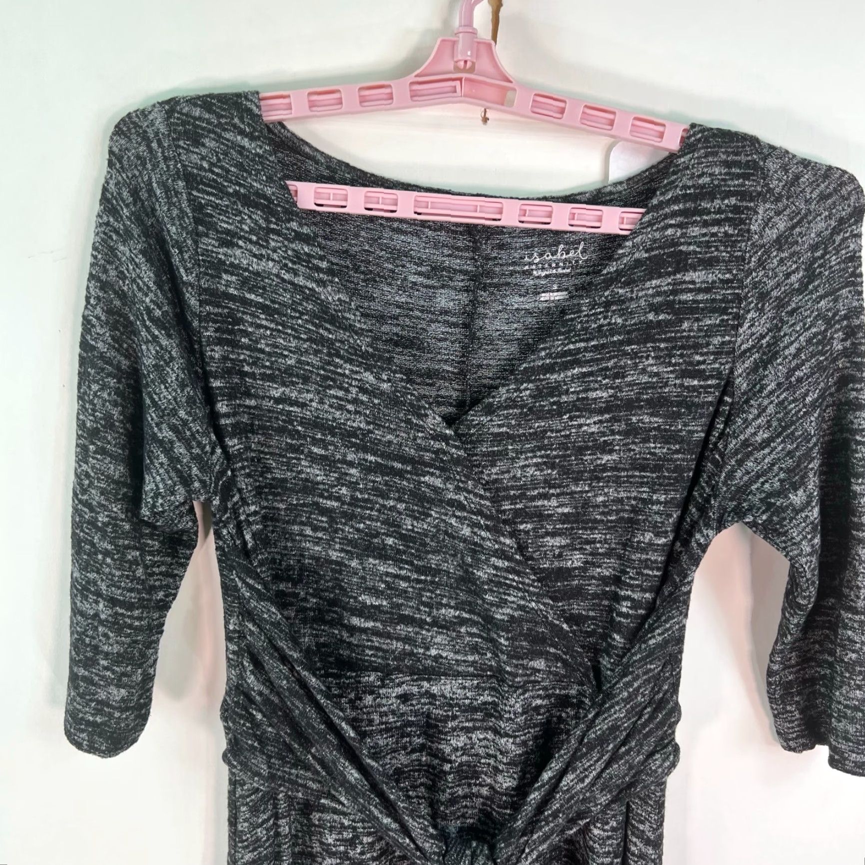Vintage Isabel Maternity Women's Sheath Wrap Dress Gray Size S NWT Maternity Stretch 3/4 Sleeve V-Neck Tie Casual Size S / US 4 / IT 40 - 2 Thumbnail