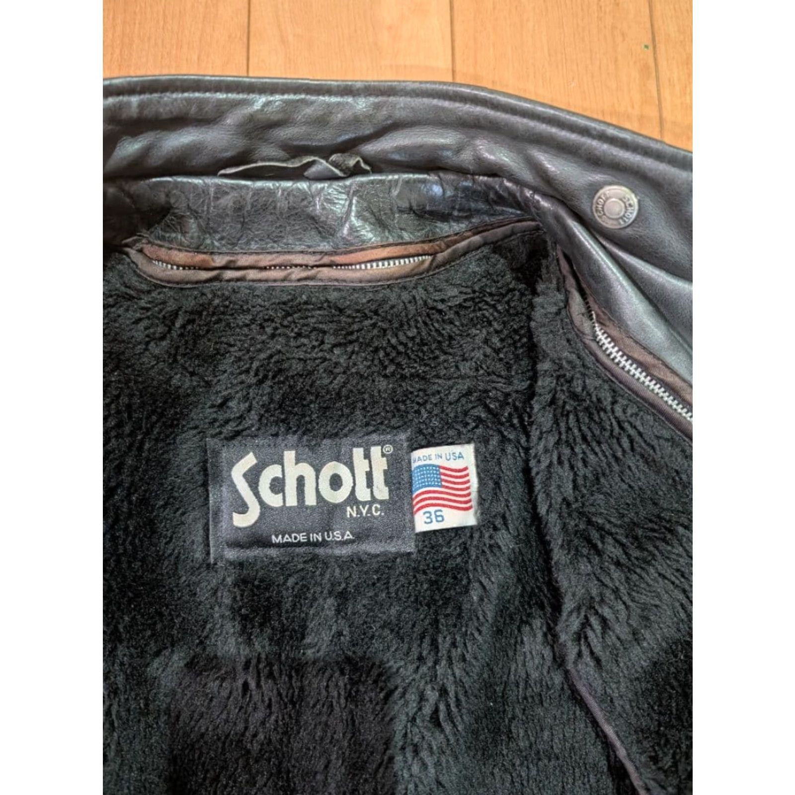 VINTAGE SCHOTT Leather Jacket Men 36 Black USA Made From JAPAN 141