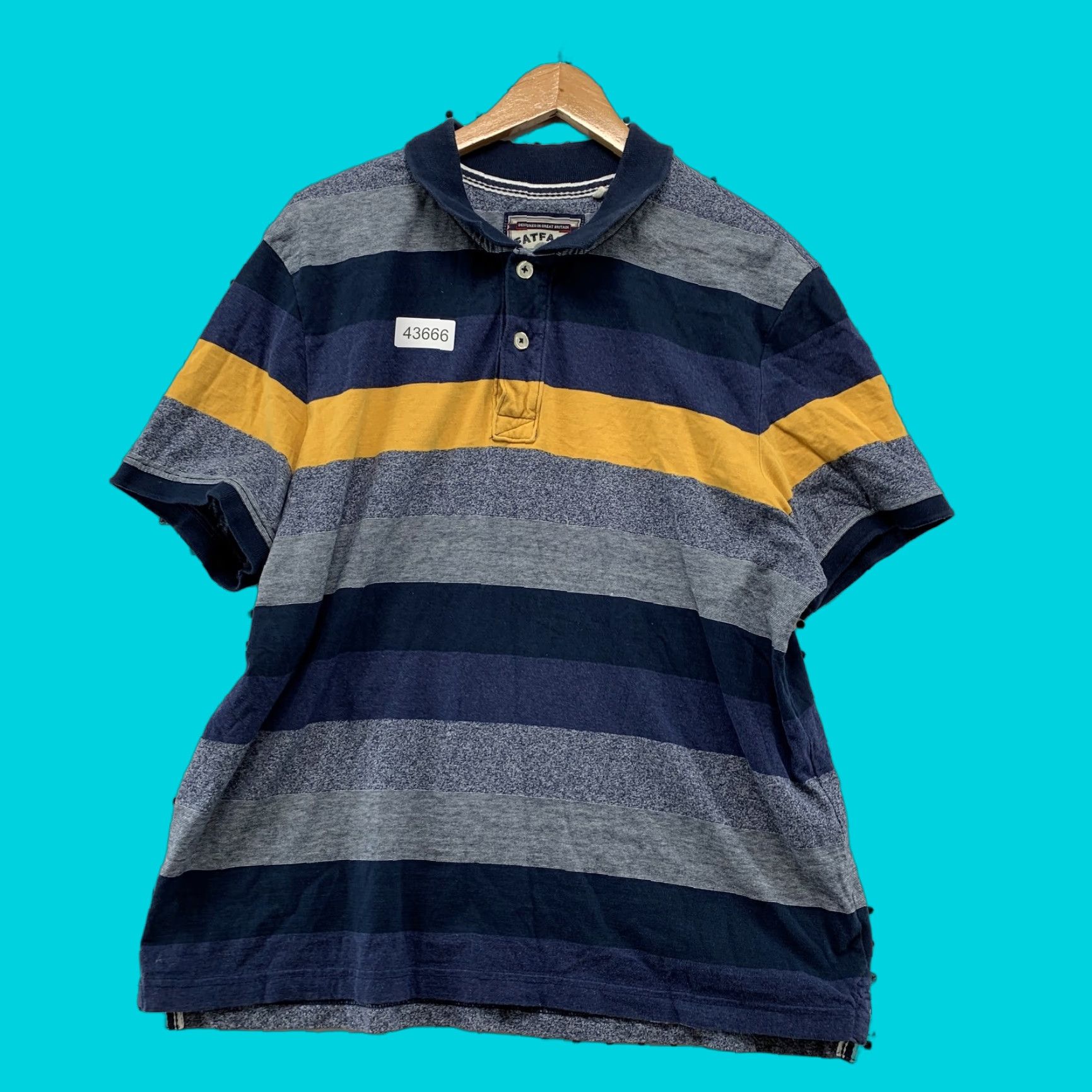 Vintage Fat Face Polo Shirt Mens 2XL Striped Short Sleeve Collared Golf Casual Yellow Blue Mens 2XL Polo Size US XXL / EU 58 / 5 - 1 Thumbnail
