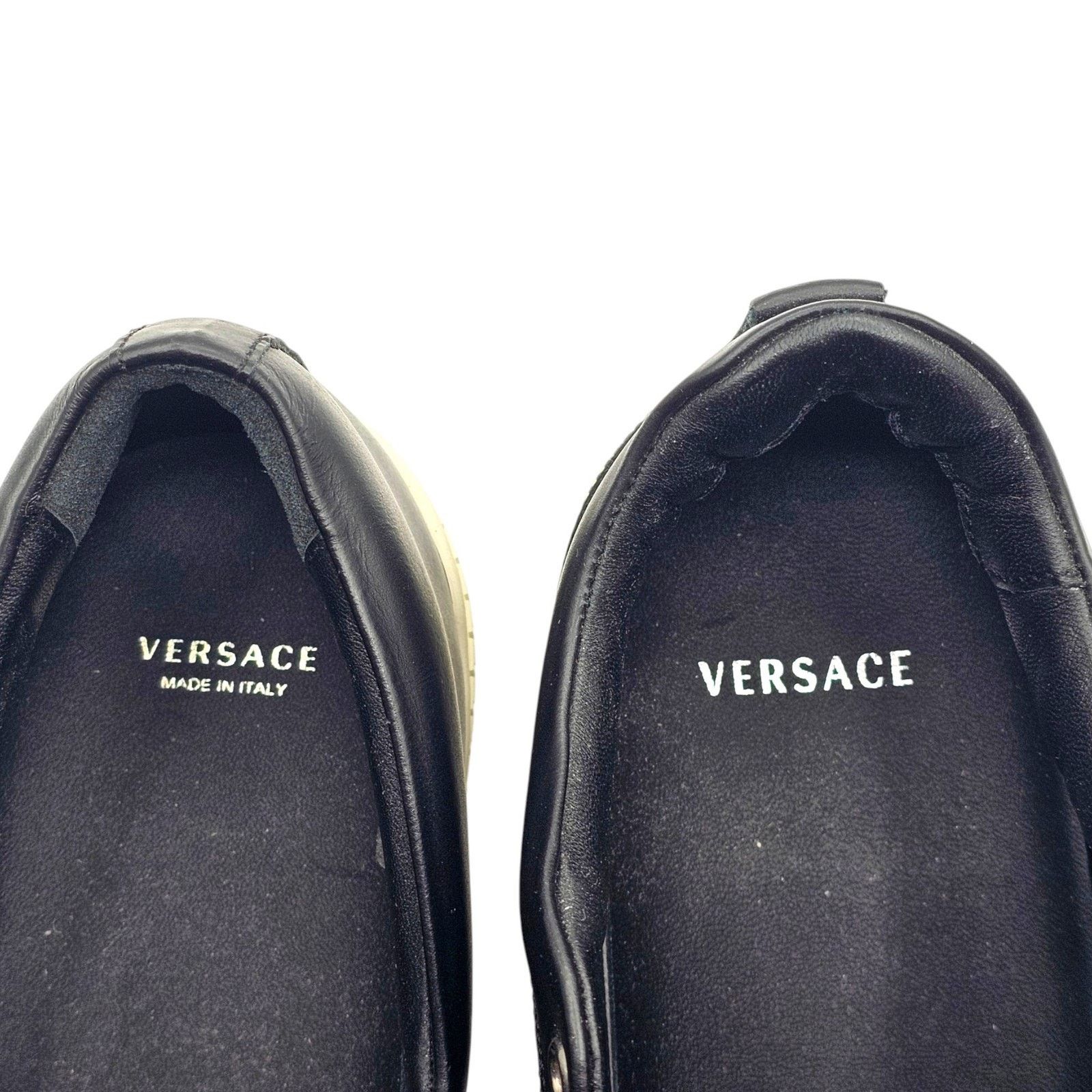 Versace Unisex Black Leather Medusa Slip-On Sneakers EU 39 US 9W 6M Size US 9 / IT 39 - 6 Thumbnail