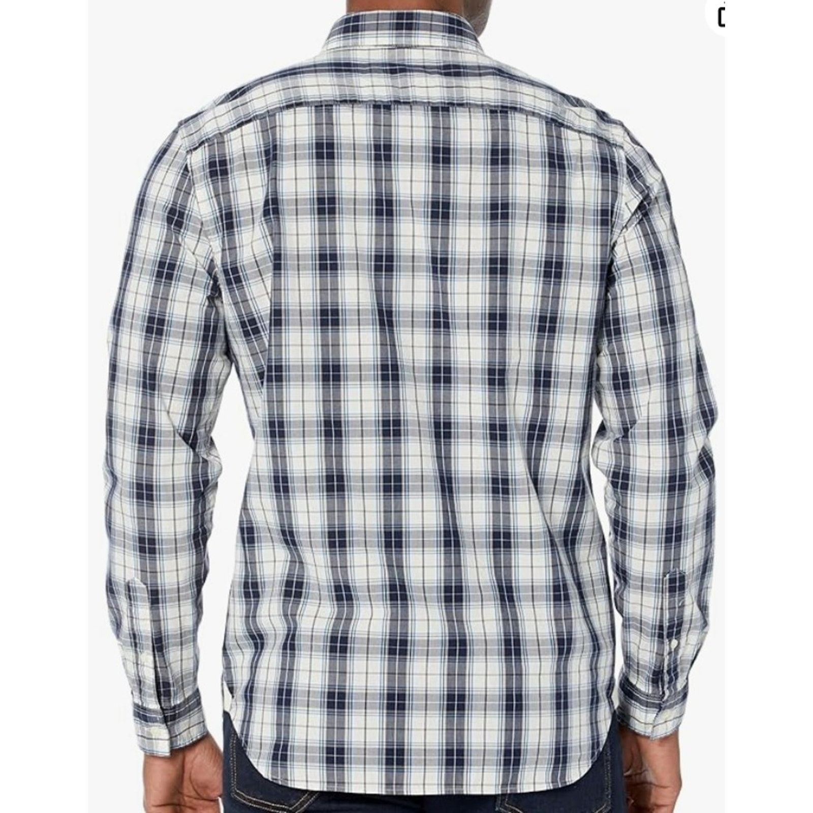 Lacoste Lacoste Men's Long Sleeve Slim Poplin Stretch Plaid Blue XL Size US XL / EU 56 / 4 - 3 Thumbnail